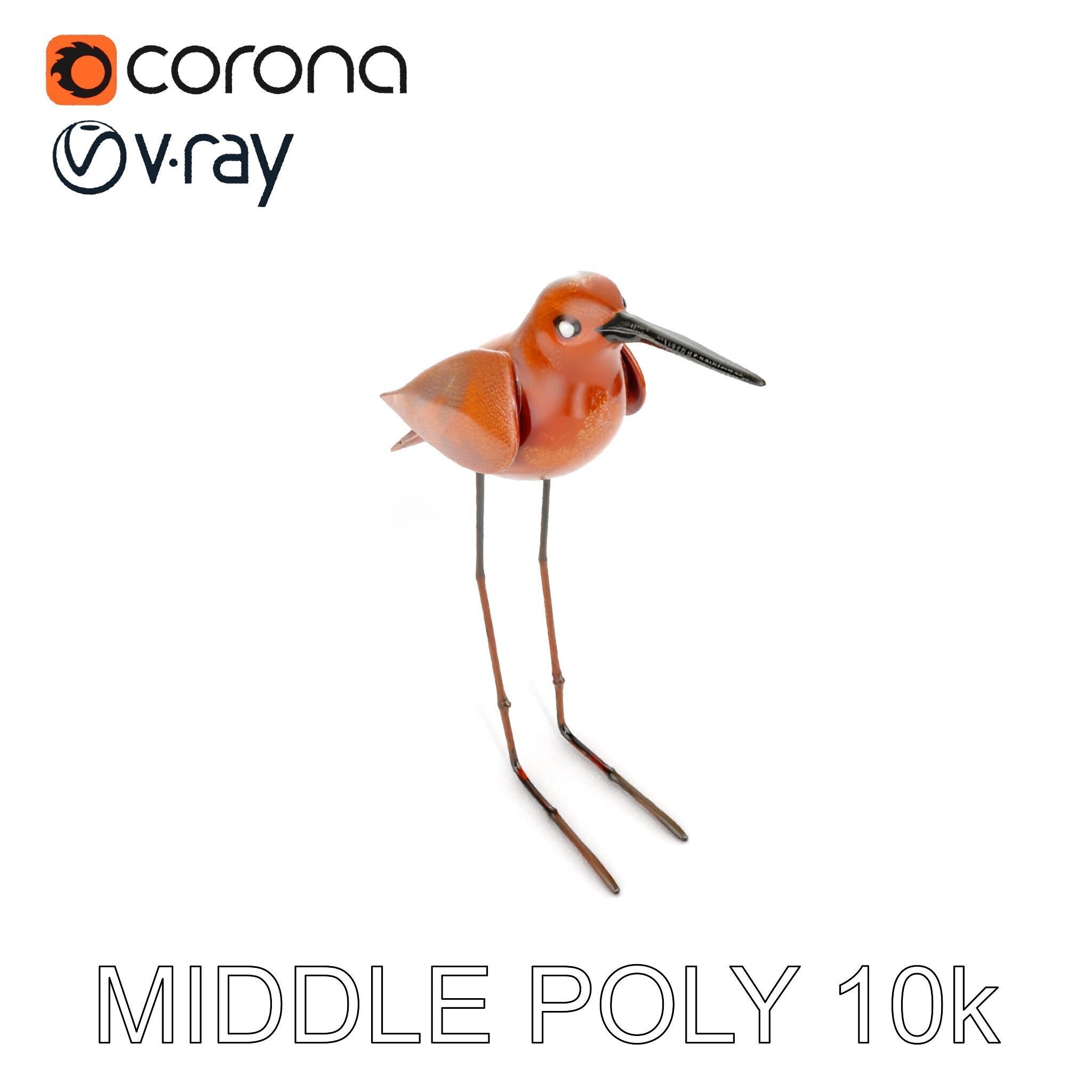 Rustic Metal Bird Sculpture D Model Pack Low-poly 3D model_11