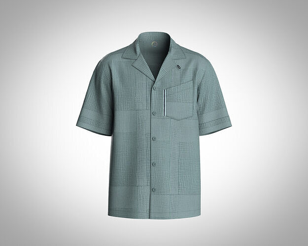 Mens resort shirt with multiple detailing  3D model