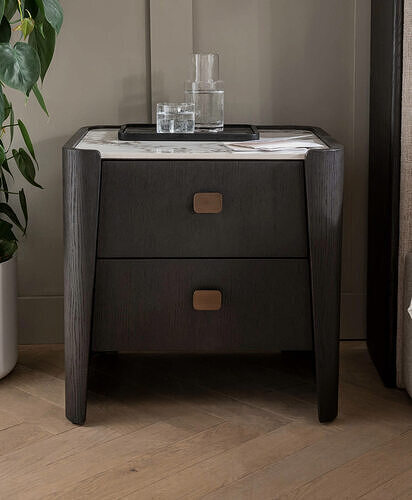 Rhodes 2 Drawer Bedside Table Ebony 3D model