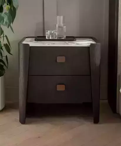 Rhodes 2 Drawer Bedside Table Ebony