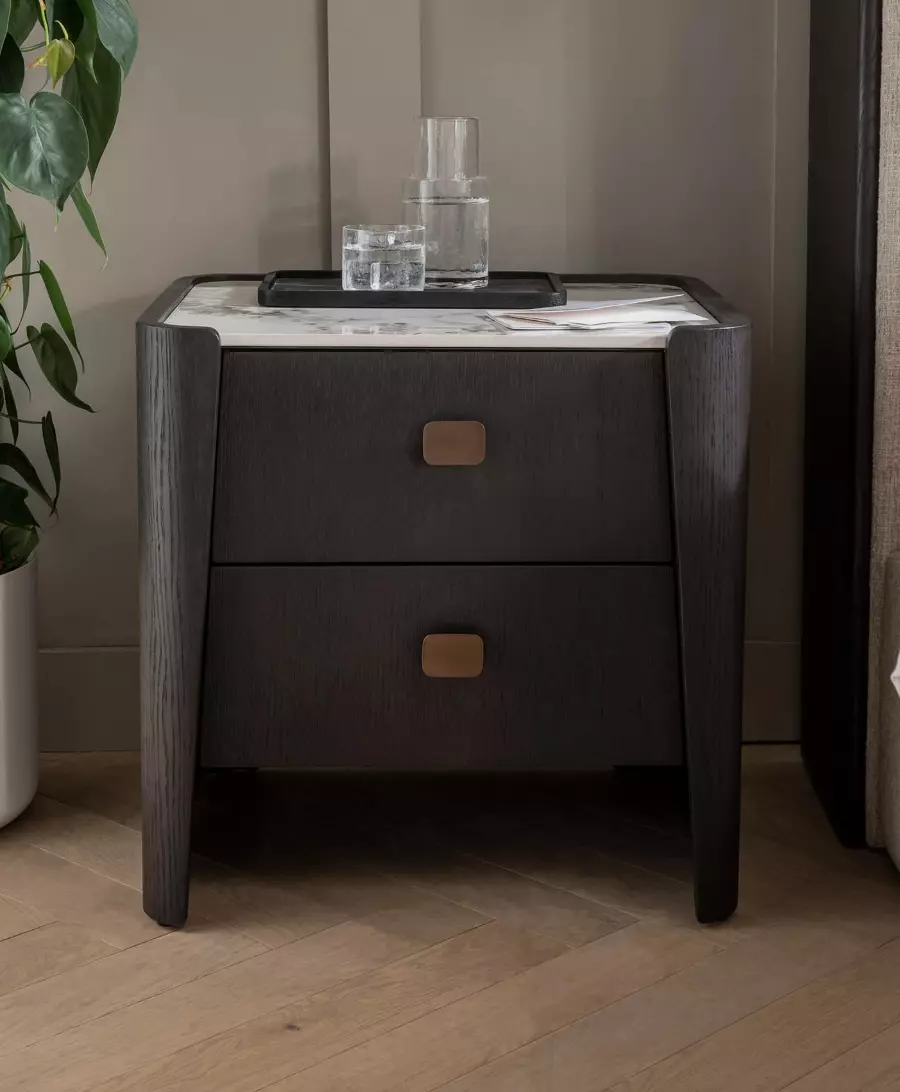 Rhodes 2 Drawer Bedside Table Ebony 3D model