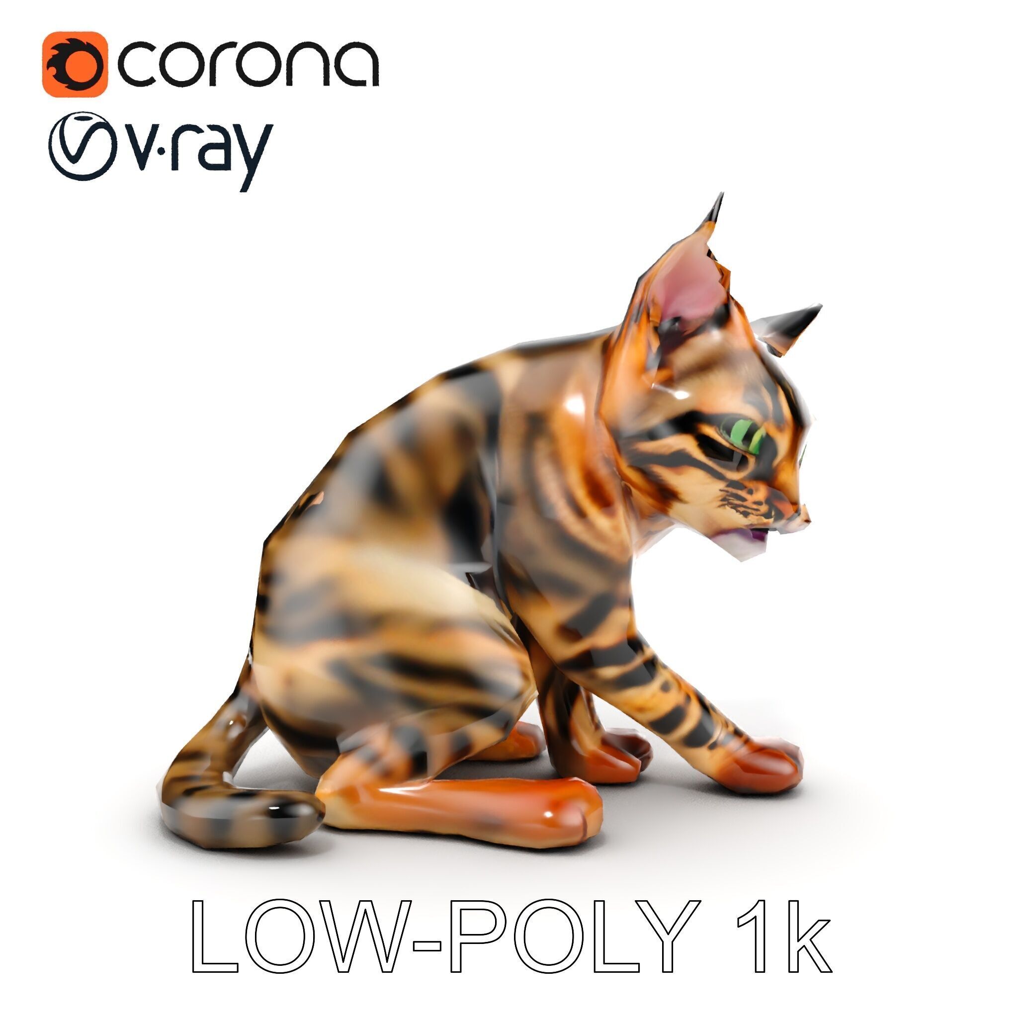 Bengal Cat Model Pack for Realistic Rendering Low-poly 3D model_16