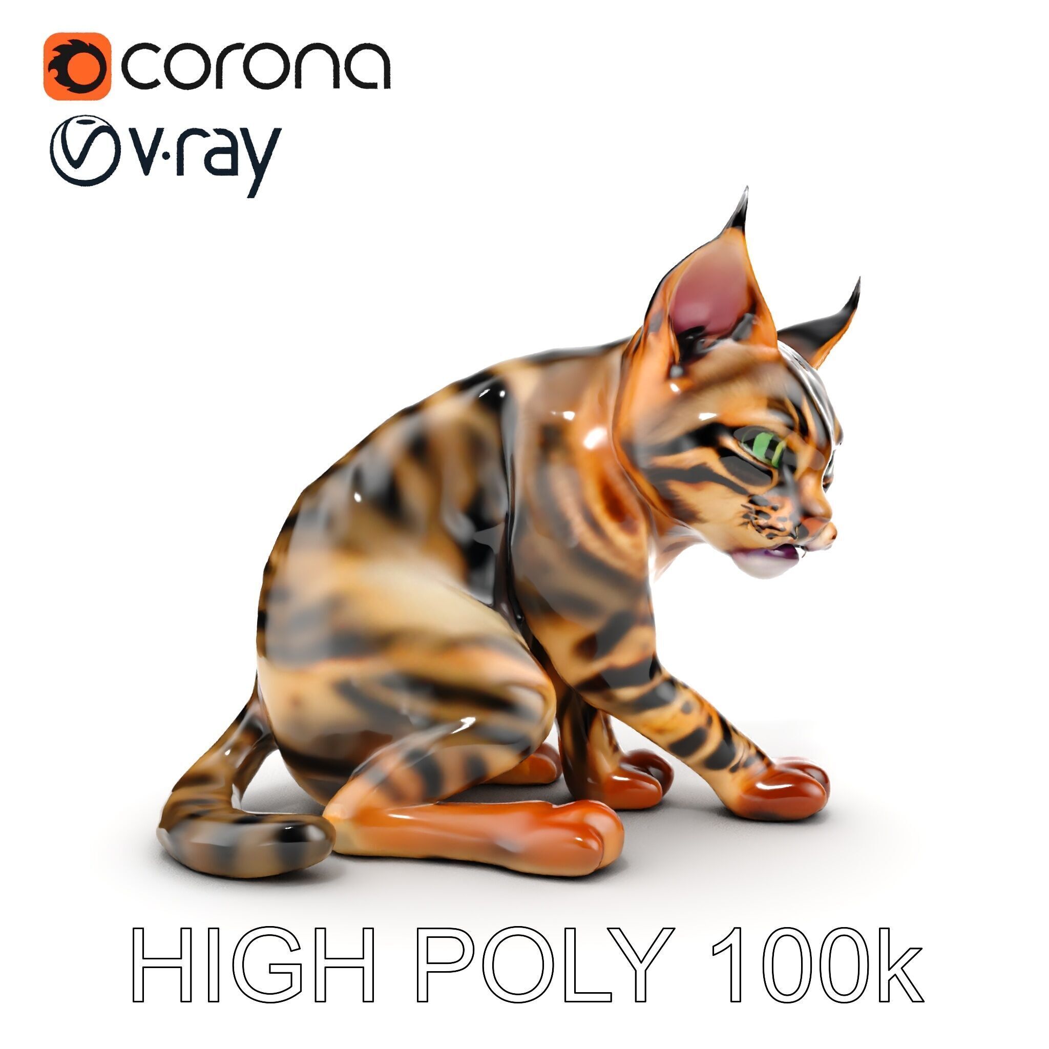 Bengal Cat Model Pack for Realistic Rendering Low-poly 3D model_17
