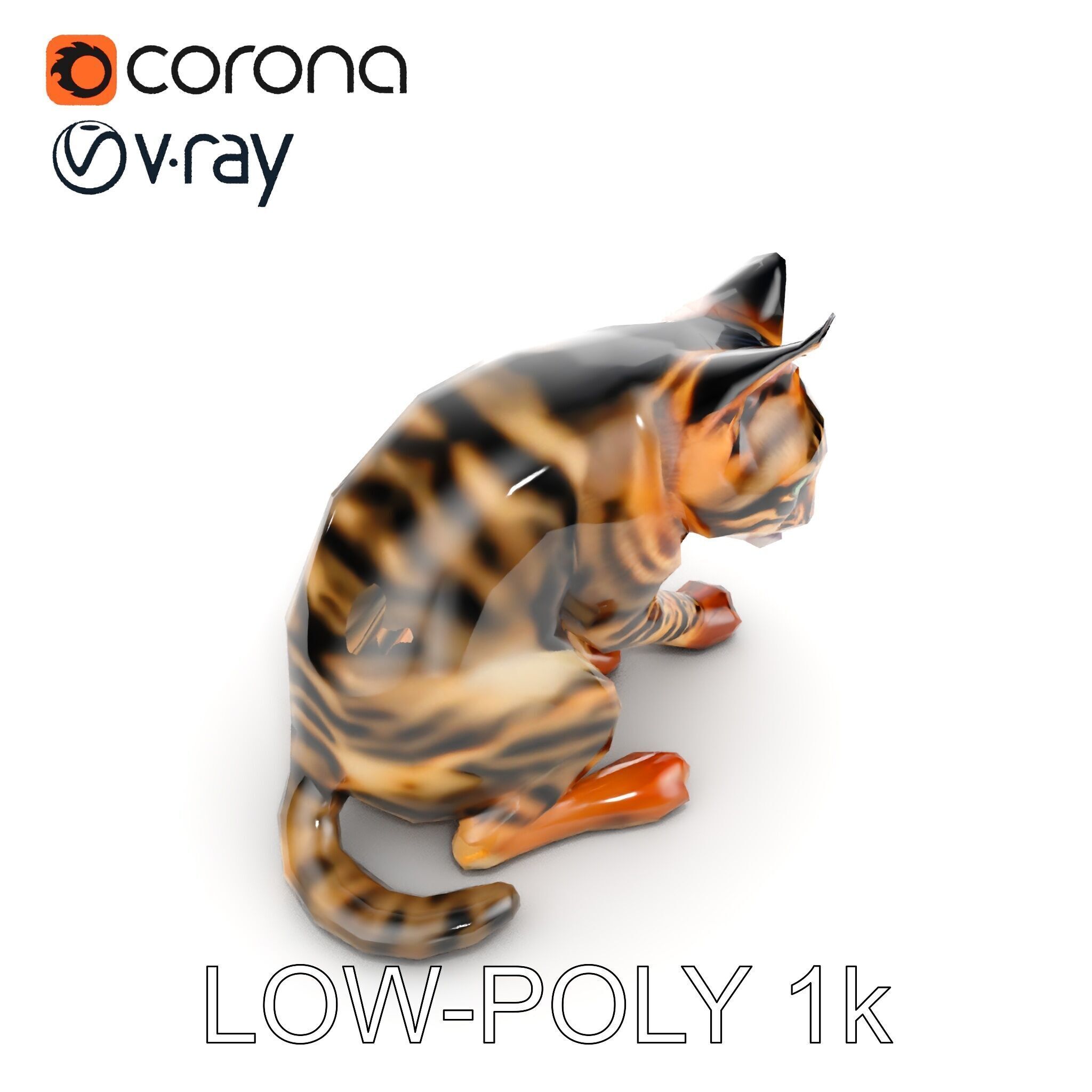 Bengal Cat Model Pack for Realistic Rendering Low-poly 3D model_9
