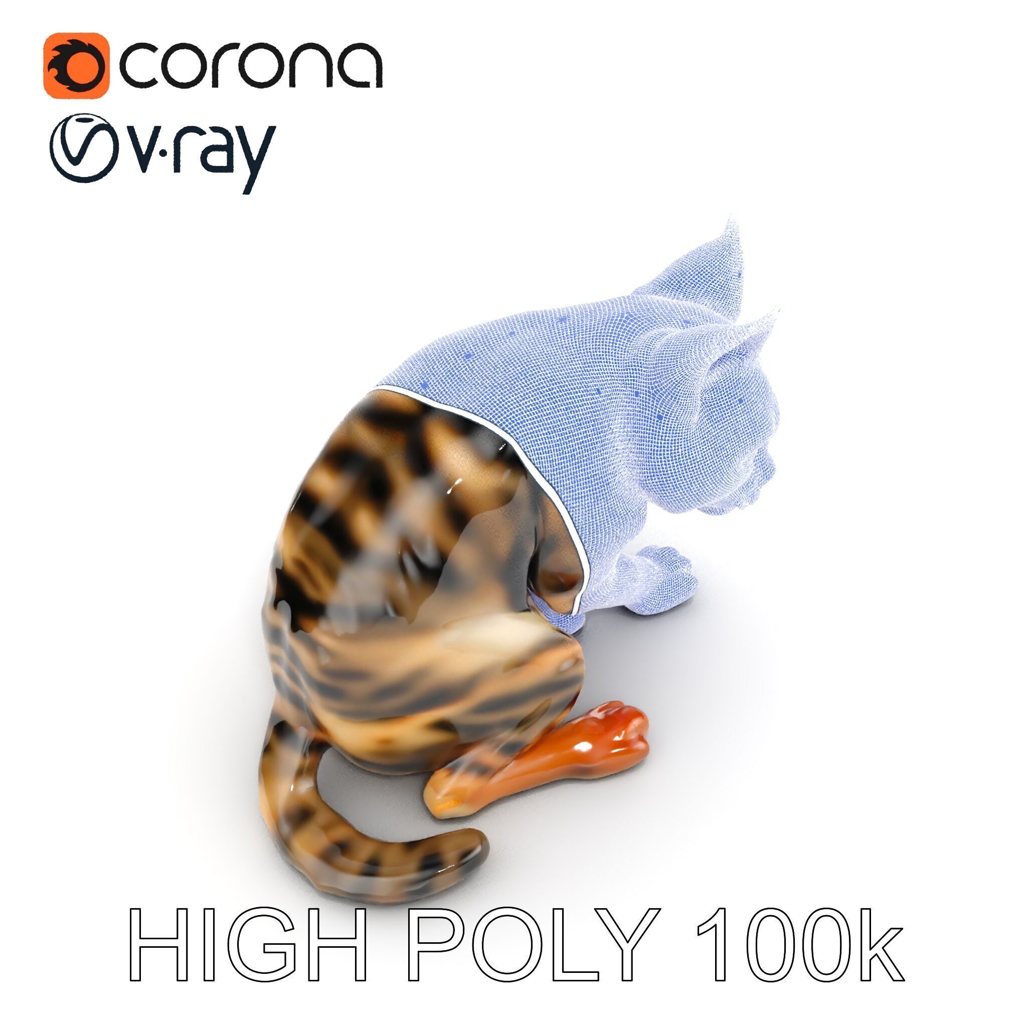Bengal Cat Model Pack for Realistic Rendering Low-poly 3D model_23