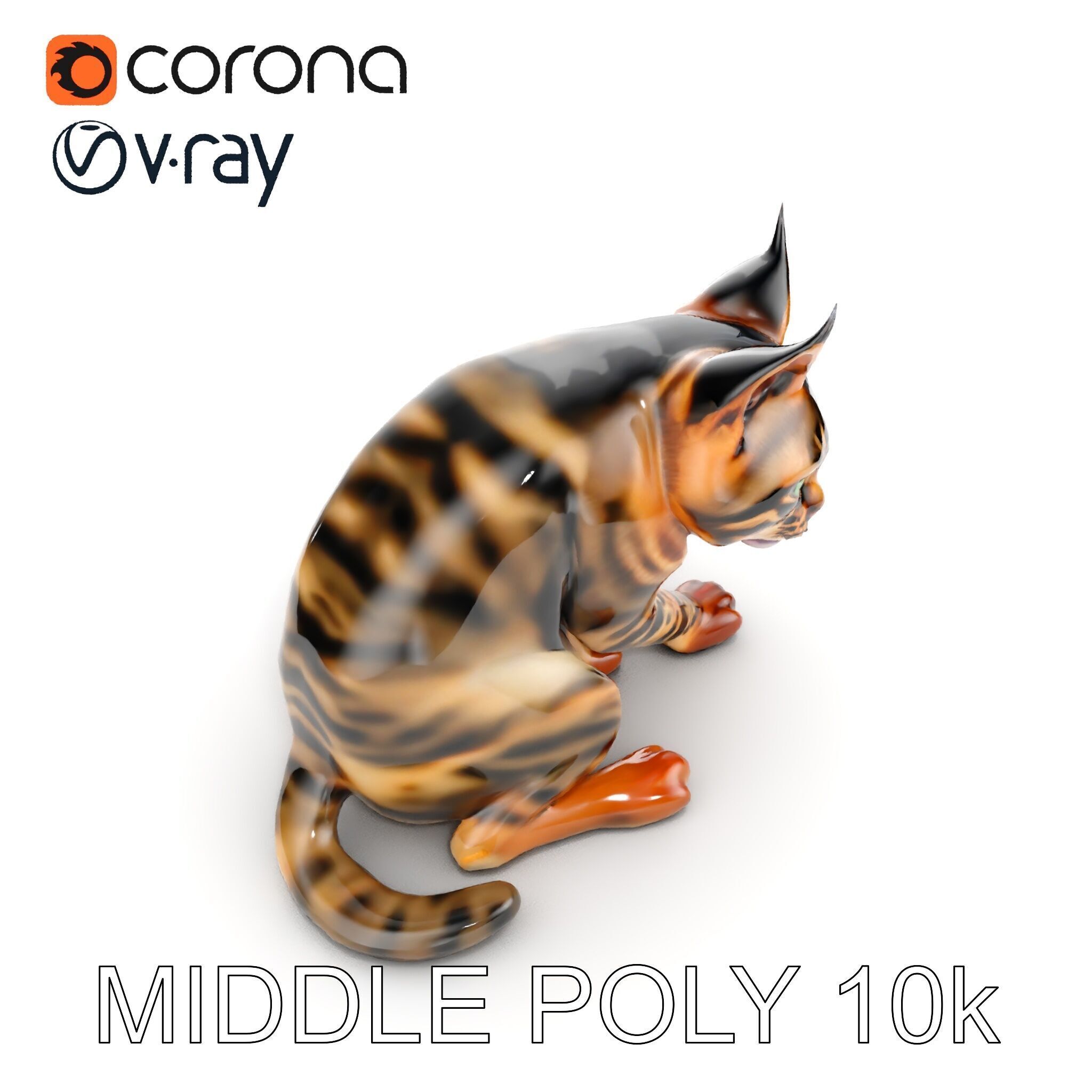 Bengal Cat Model Pack for Realistic Rendering Low-poly 3D model_6