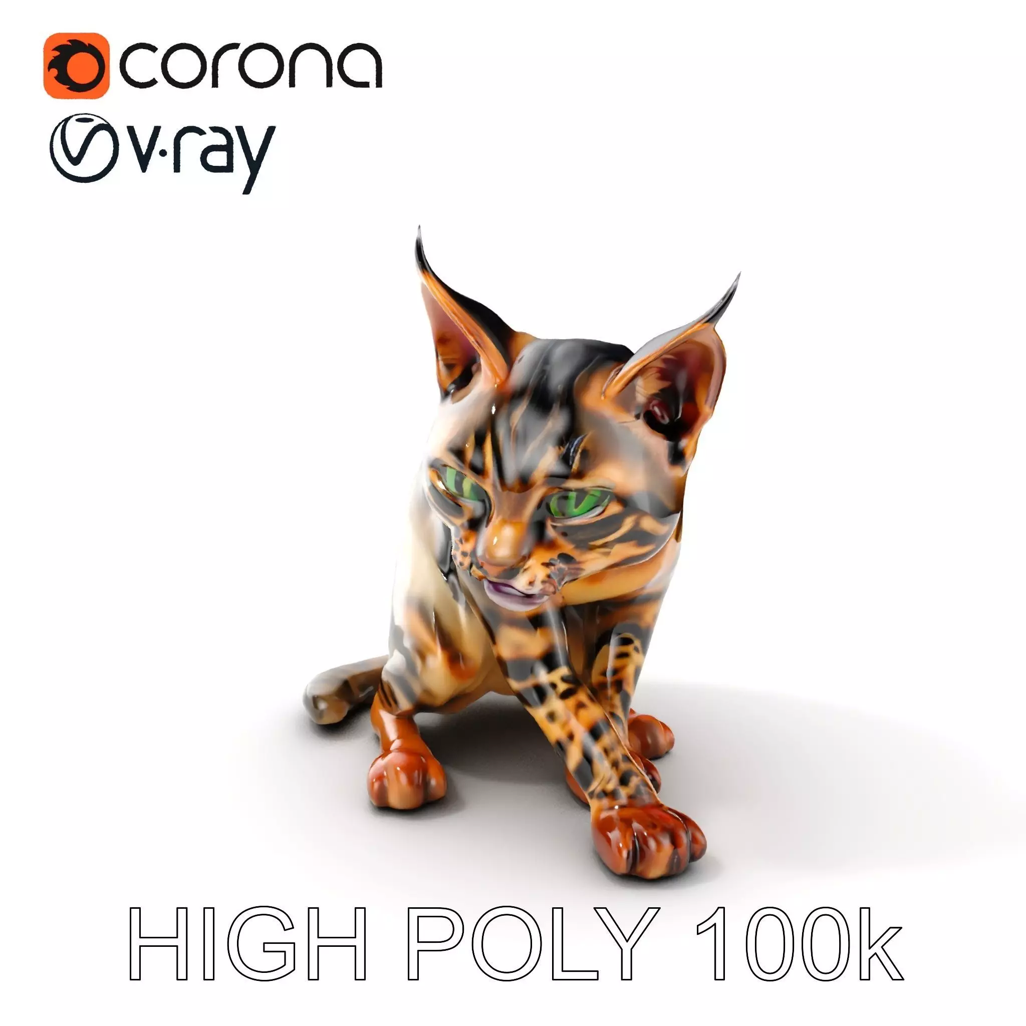 Bengal Cat Model Pack for Realistic Rendering Low-poly 3D model_0