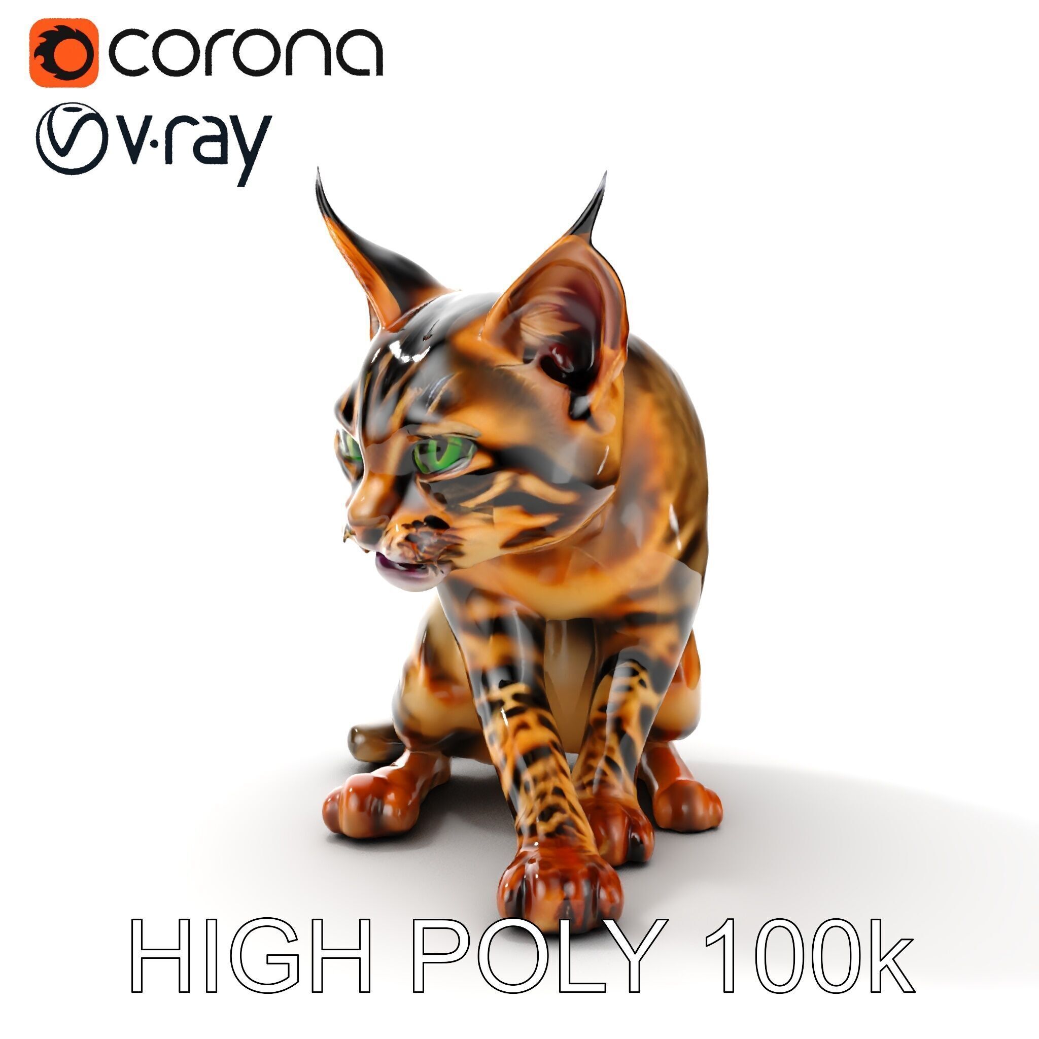 Bengal Cat Model Pack for Realistic Rendering Low-poly 3D model_35