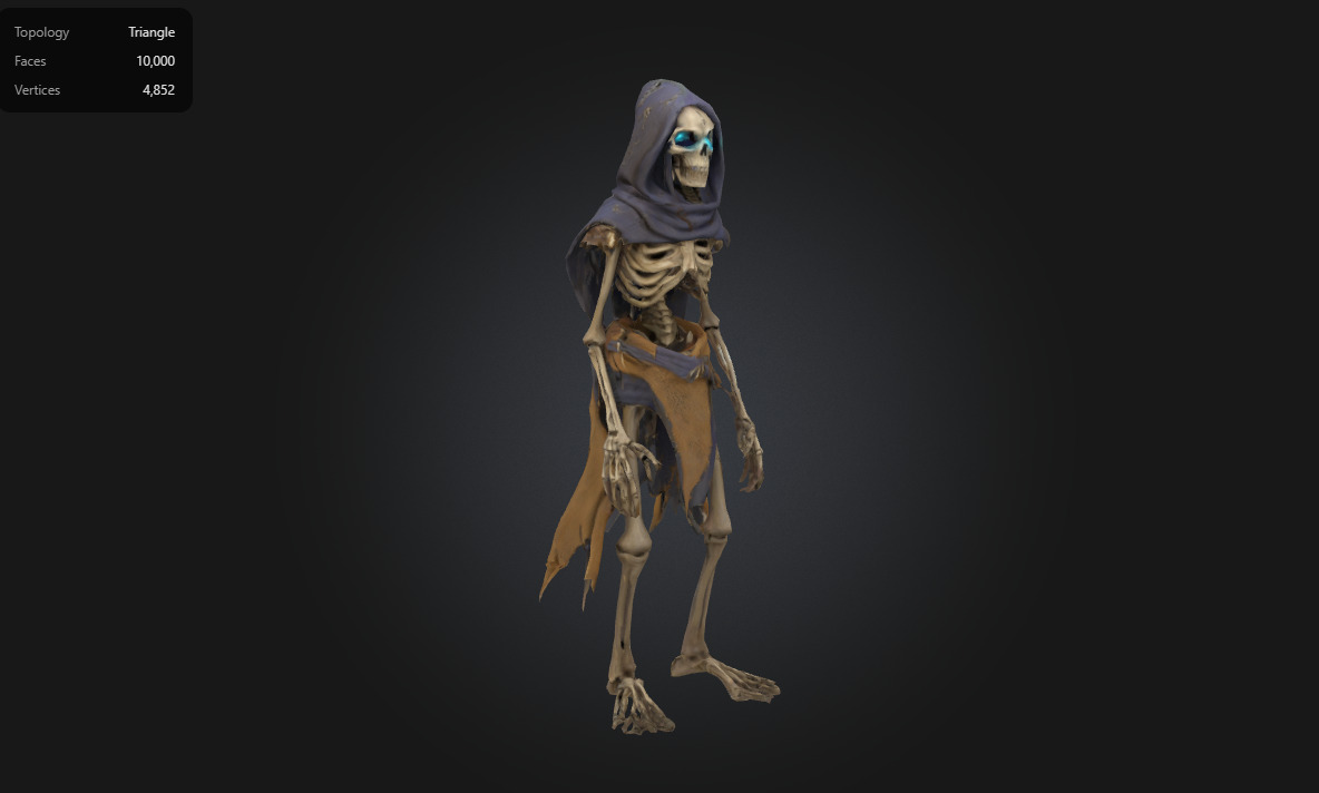 Undead Skeleton Warrior with Glowing Eyes 3D model_1
