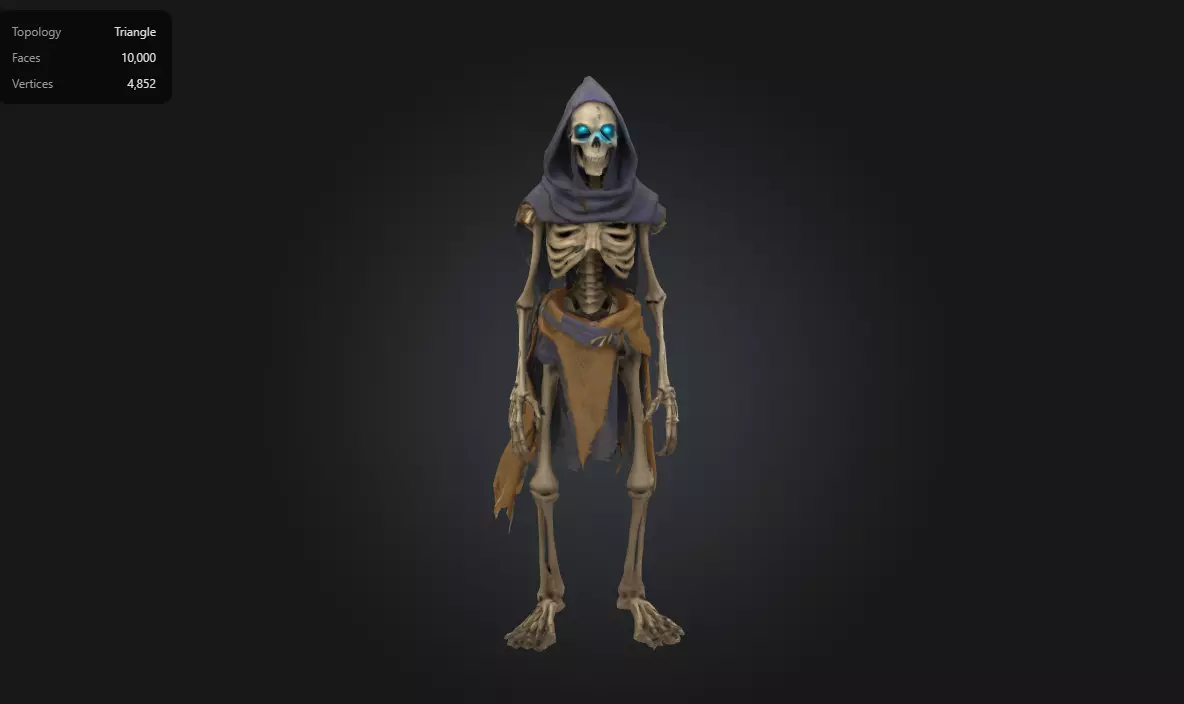 Undead Skeleton Warrior with Glowing Eyes 3D model_0