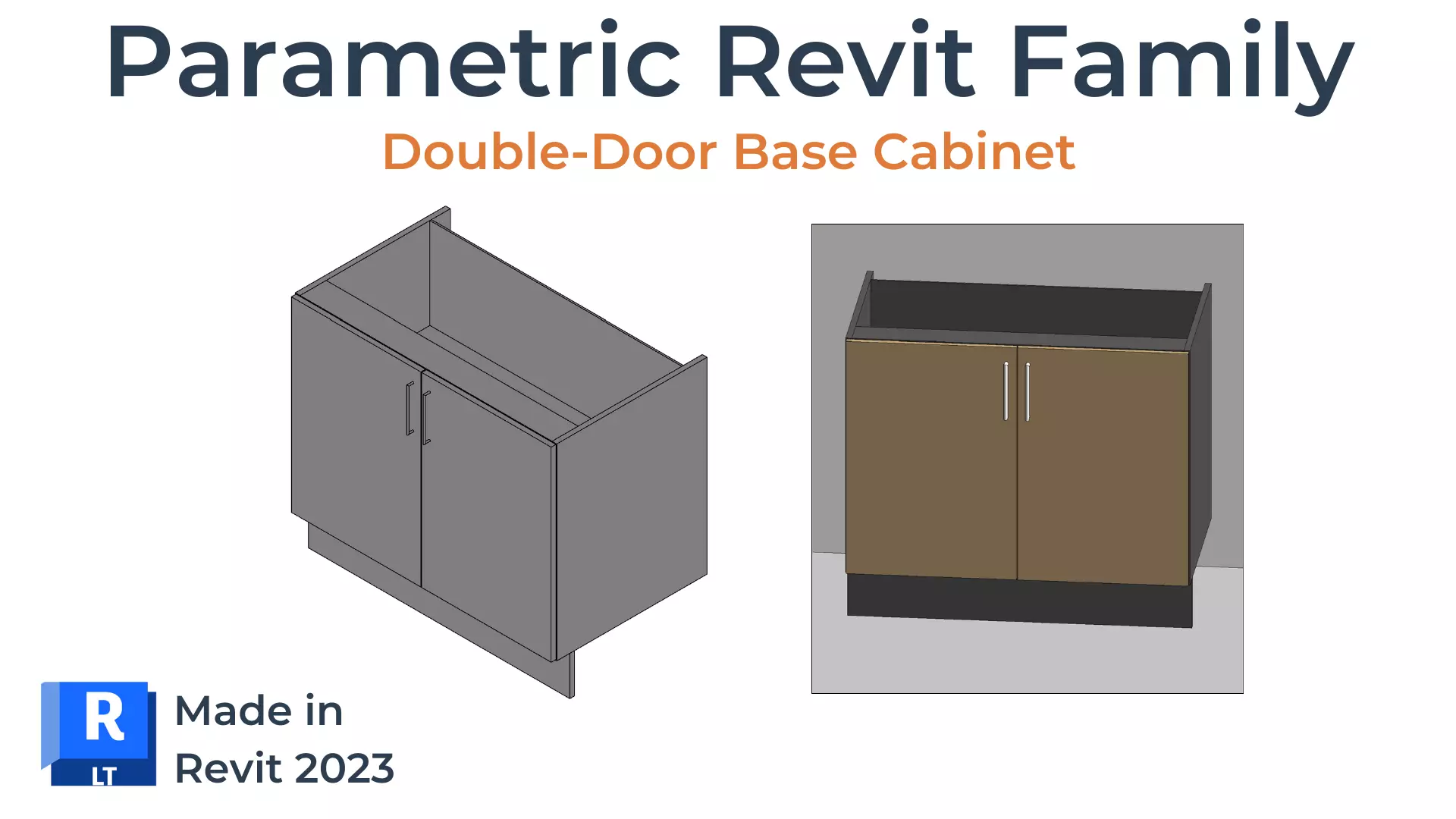 DOUBLE DOOR BASE Cabinet Revit Family UK Parametric 3D model_0