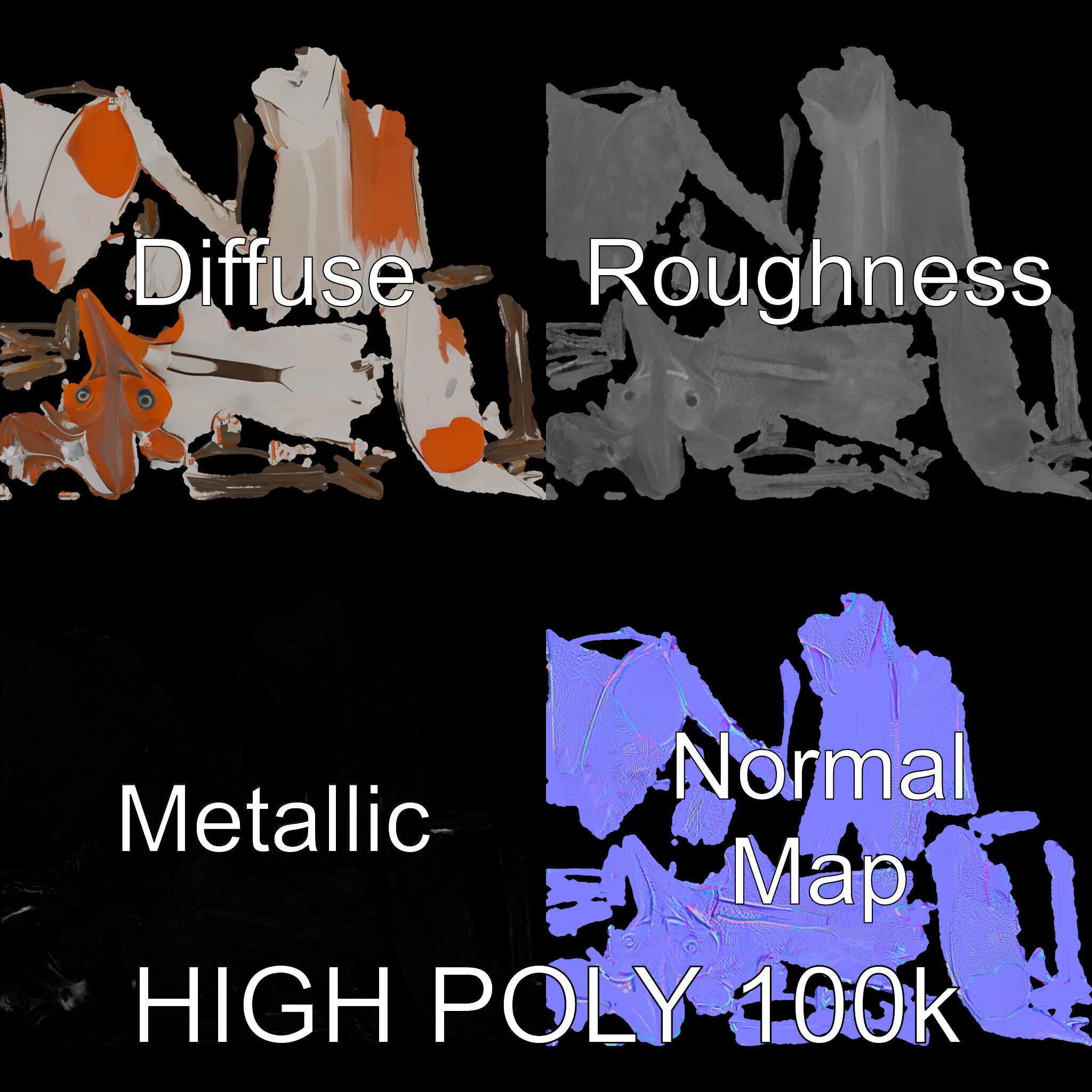 Stylized Bird Sculpture D Model Pack Low-poly 3D model_3