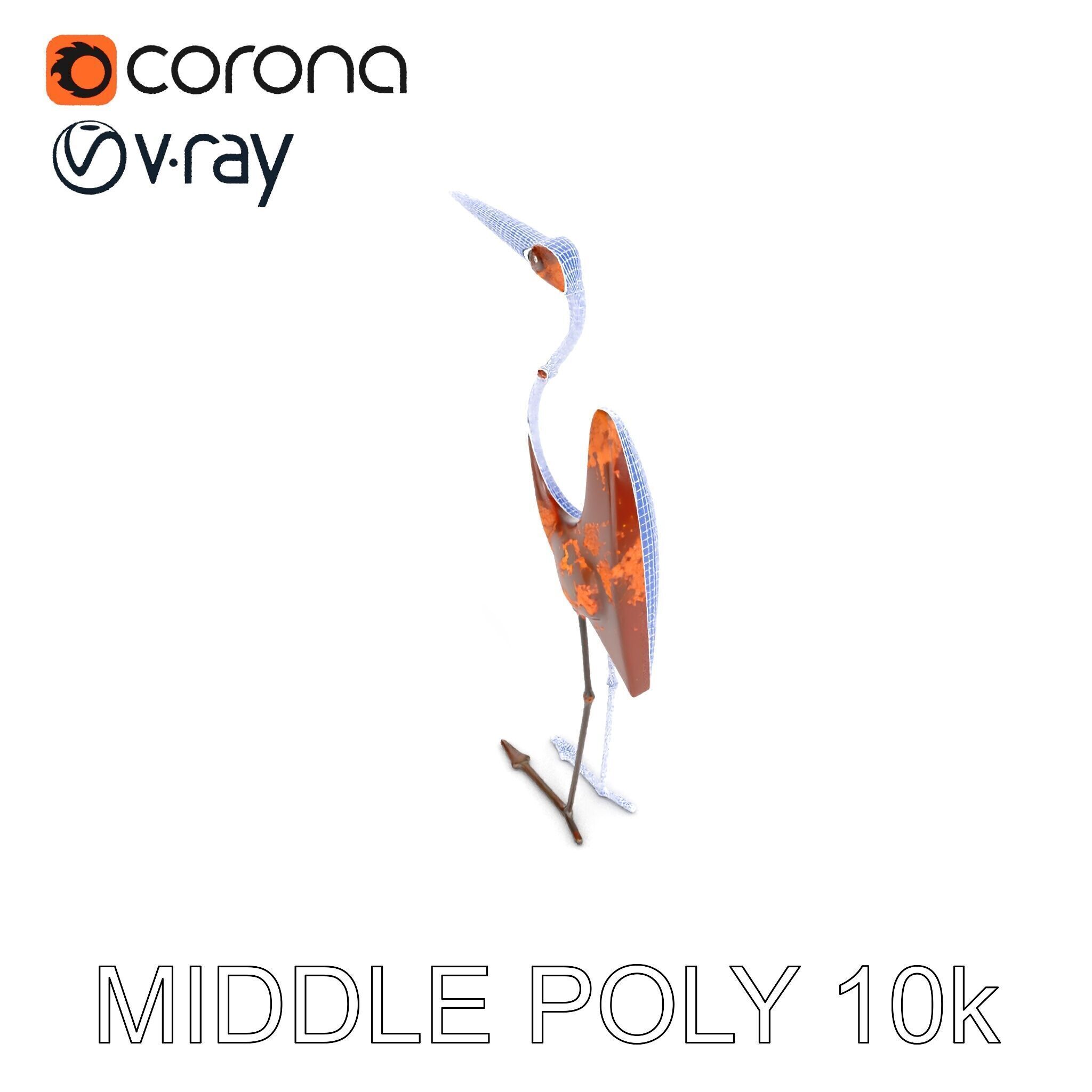 Rustic Metal Bird Sculpture Model Pack Low-poly 3D model_30