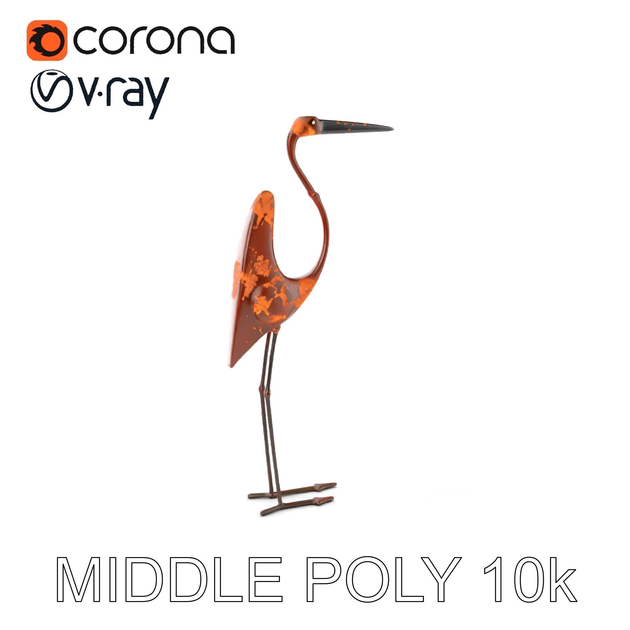 Rustic Metal Bird Sculpture Model Pack Low-poly 3D model_16