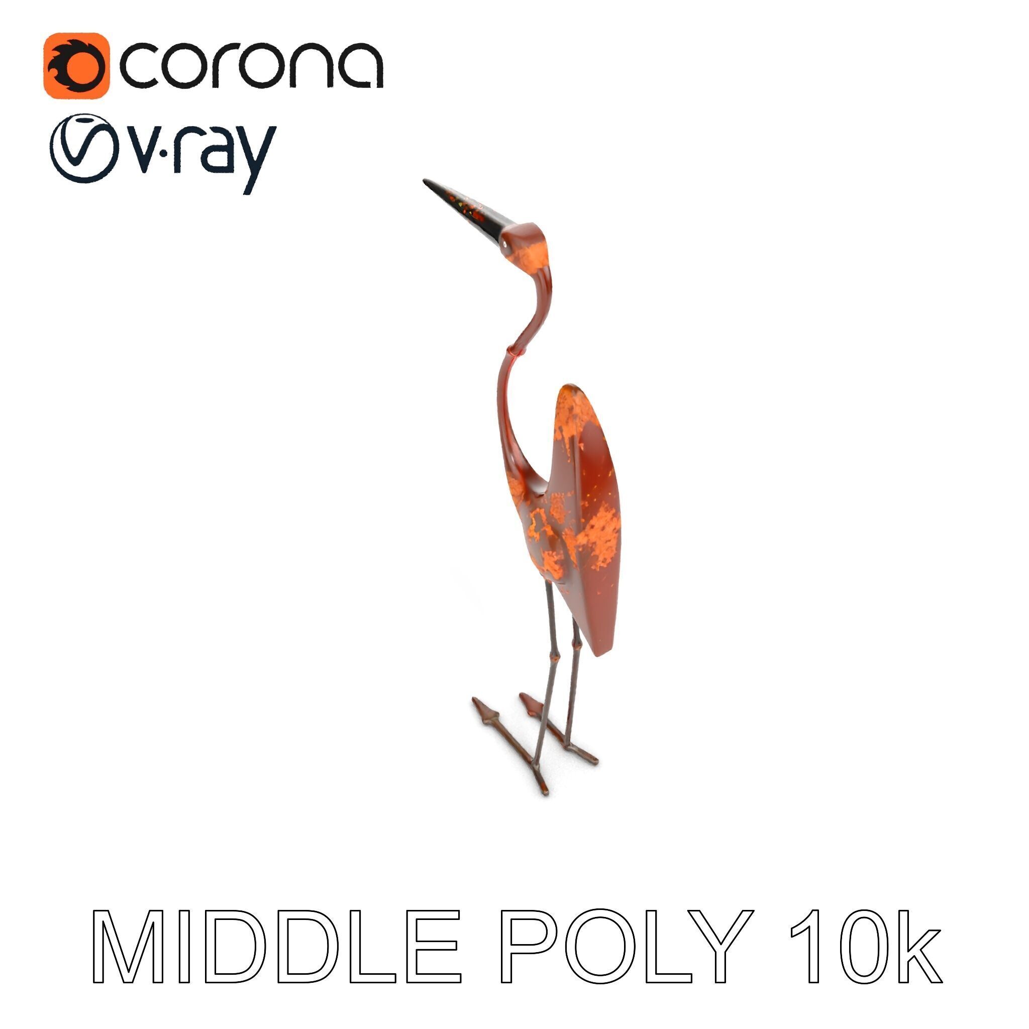 Rustic Metal Bird Sculpture Model Pack Low-poly 3D model_6