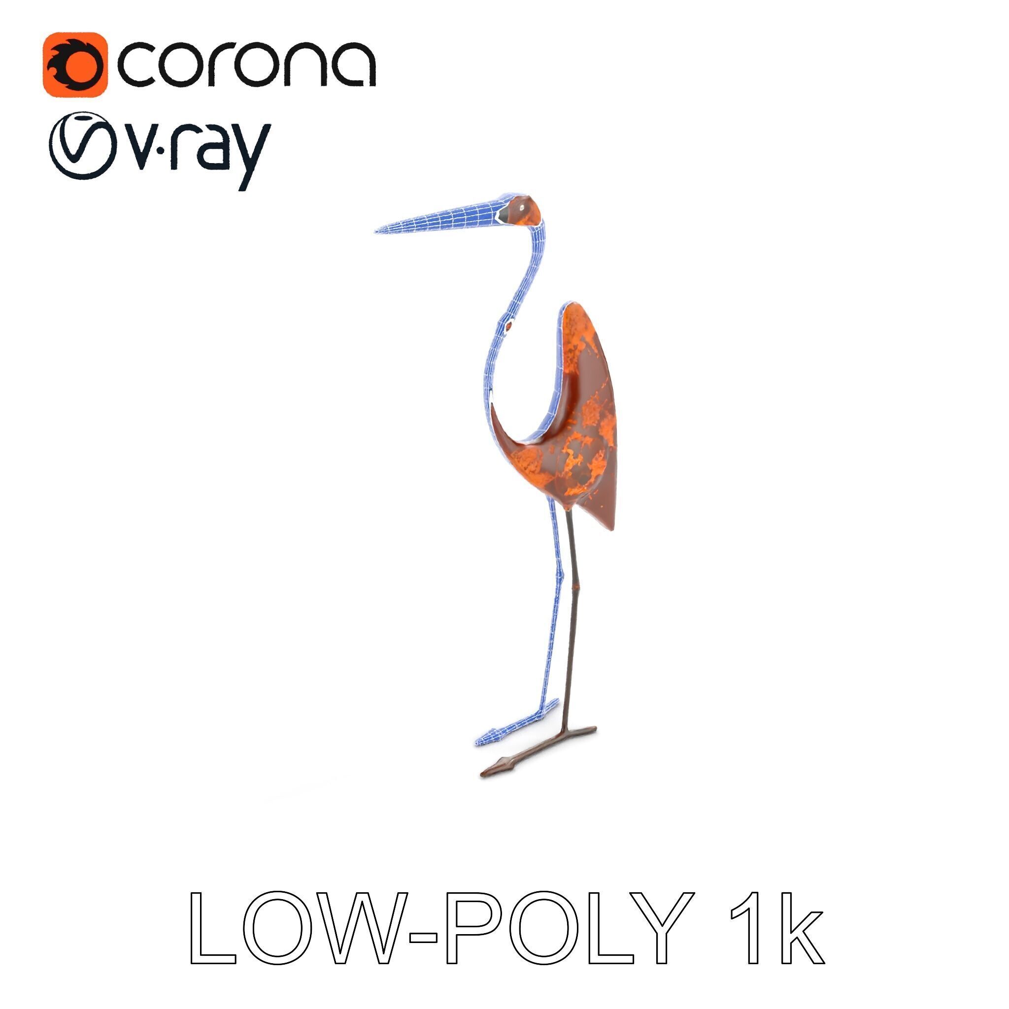 Rustic Metal Bird Sculpture Model Pack Low-poly 3D model_23