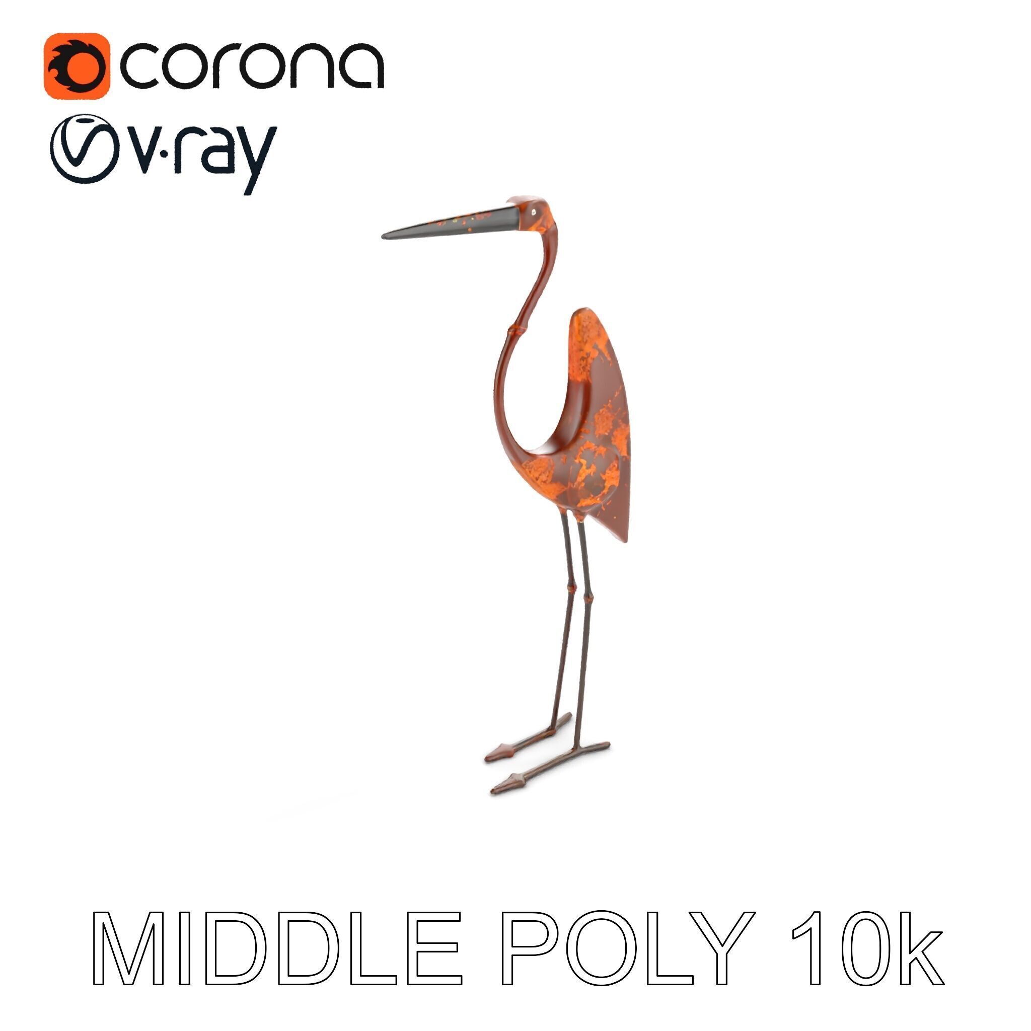 Rustic Metal Bird Sculpture Model Pack Low-poly 3D model_25