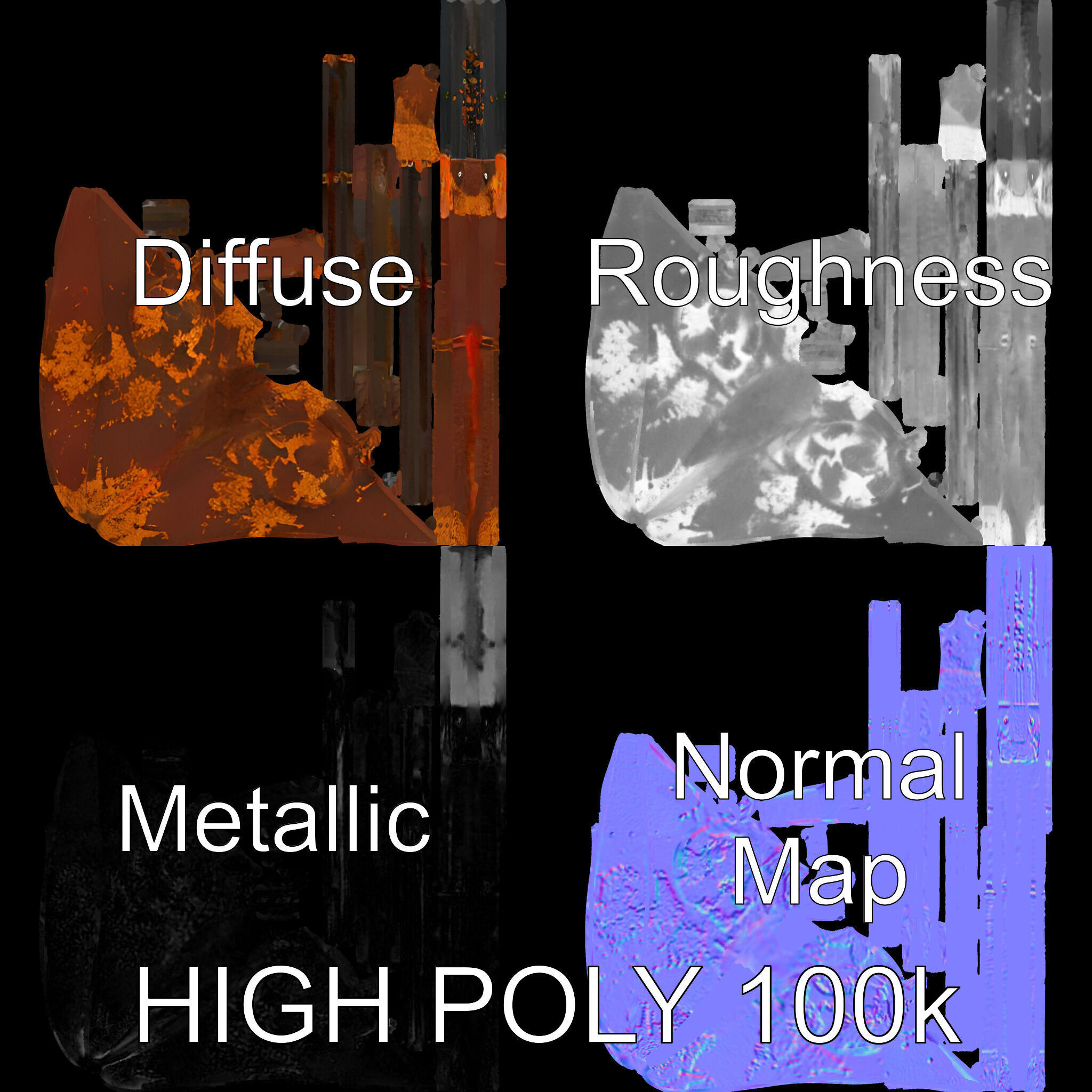 Rustic Metal Bird Sculpture Model Pack Low-poly 3D model_3