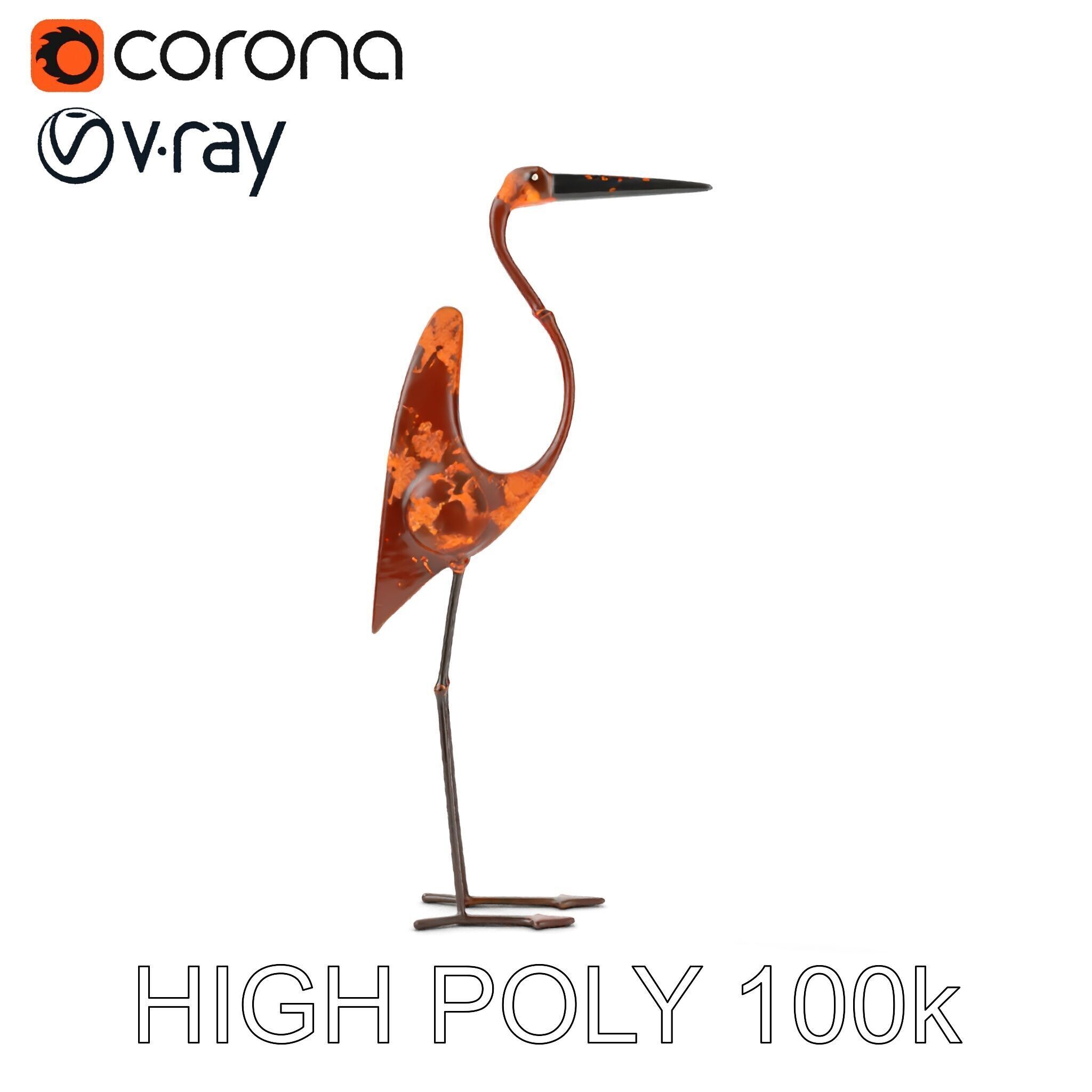 Rustic Metal Bird Sculpture Model Pack Low-poly 3D model_18