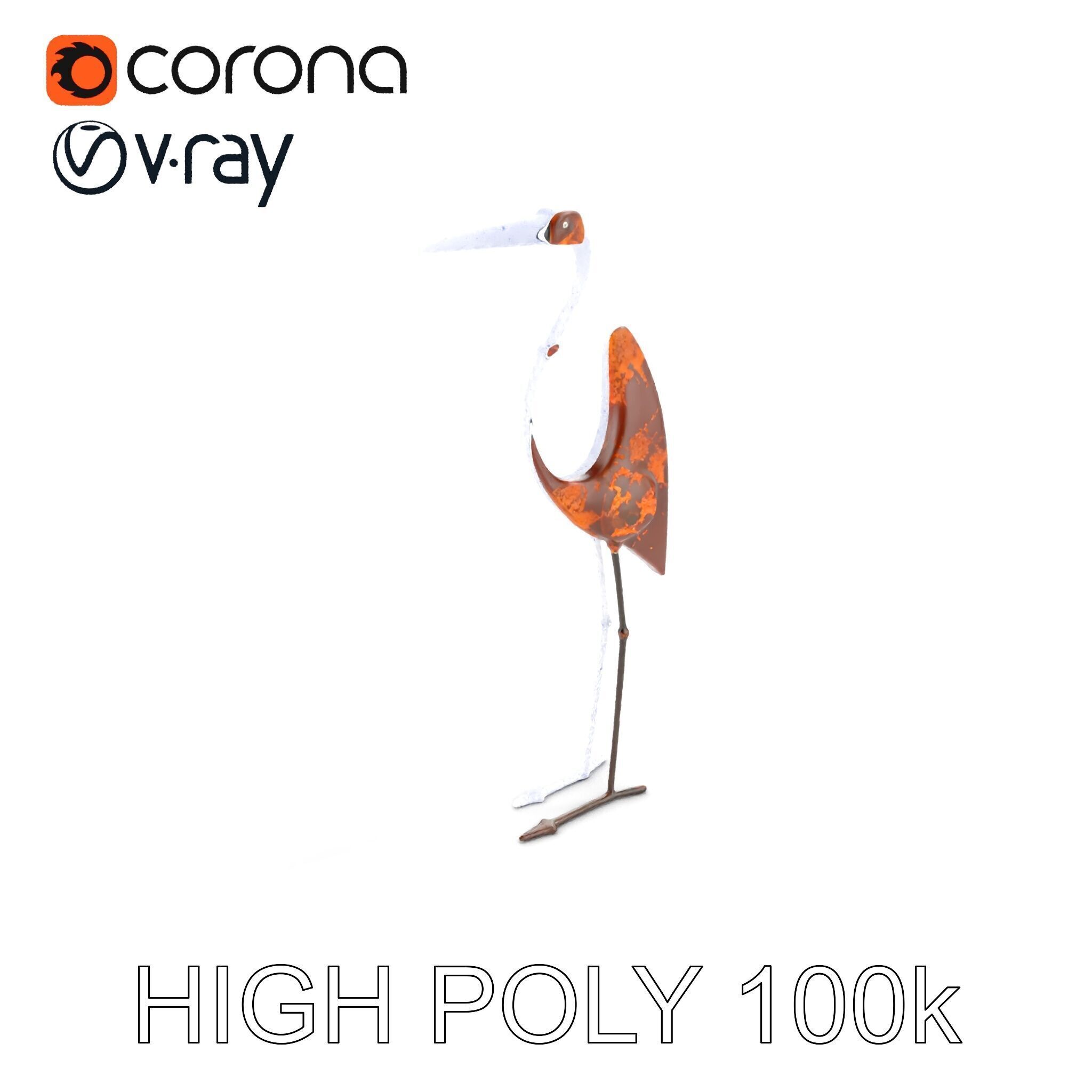 Rustic Metal Bird Sculpture Model Pack Low-poly 3D model_21