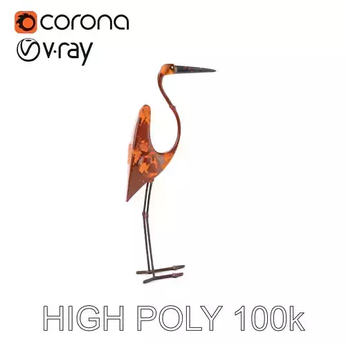 Rustic Metal Bird Sculpture Model Pack