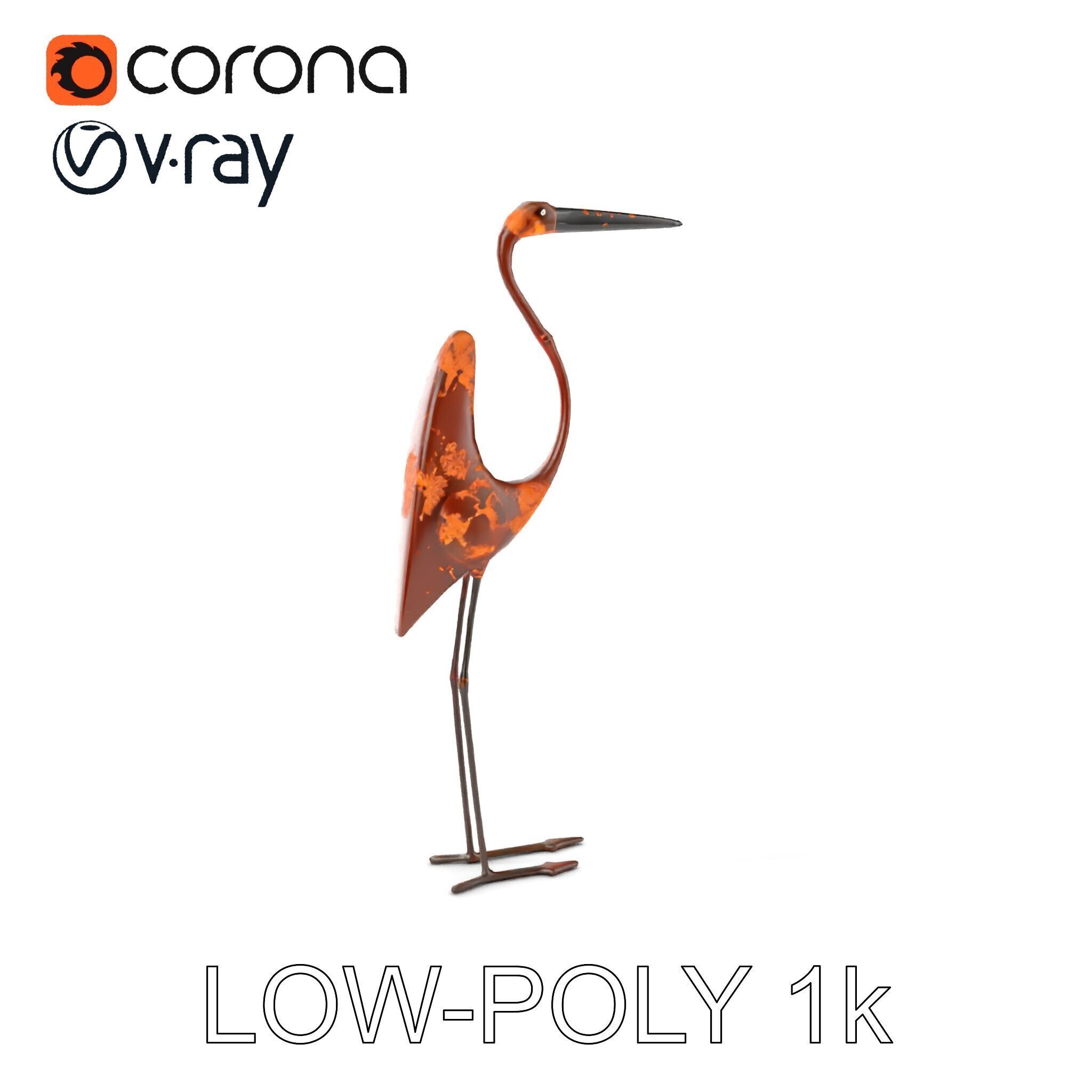 Rustic Metal Bird Sculpture Model Pack Low-poly 3D model_17