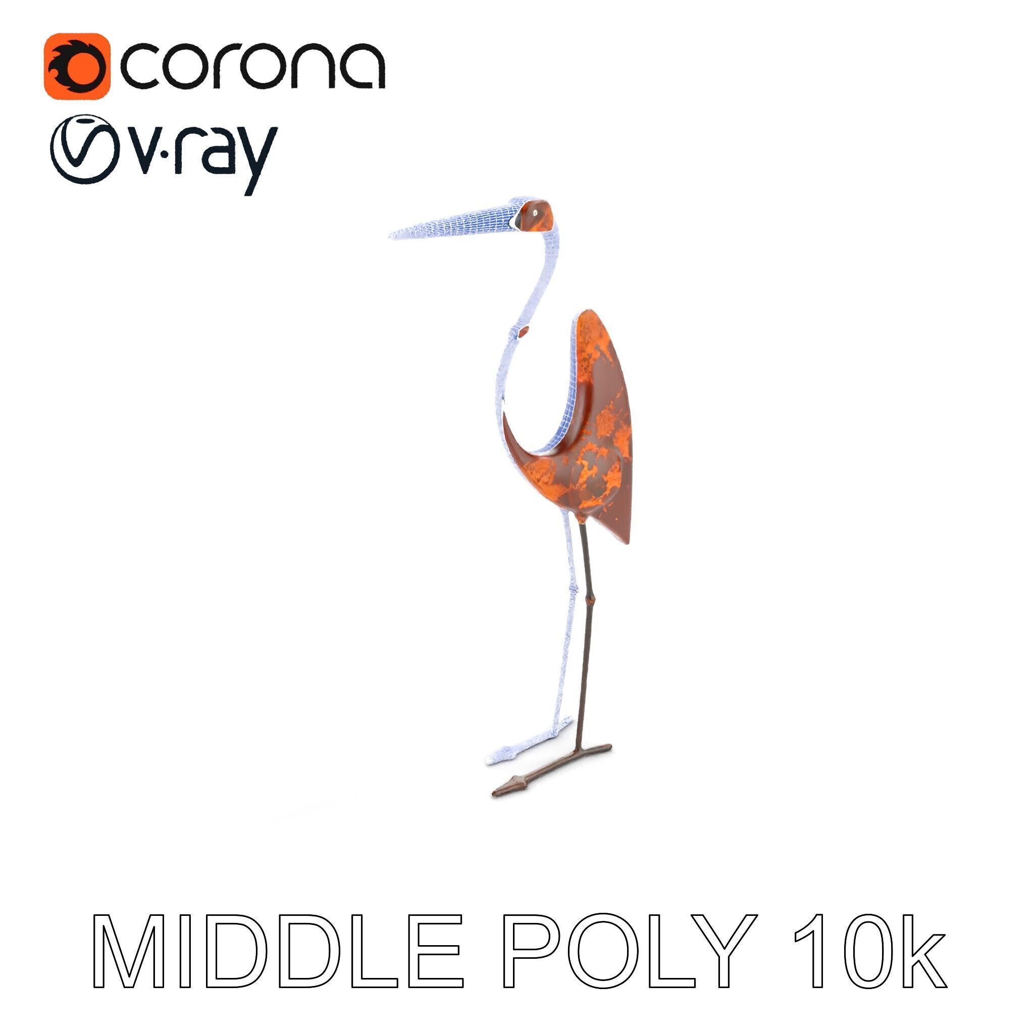 Rustic Metal Bird Sculpture Model Pack Low-poly 3D model_11