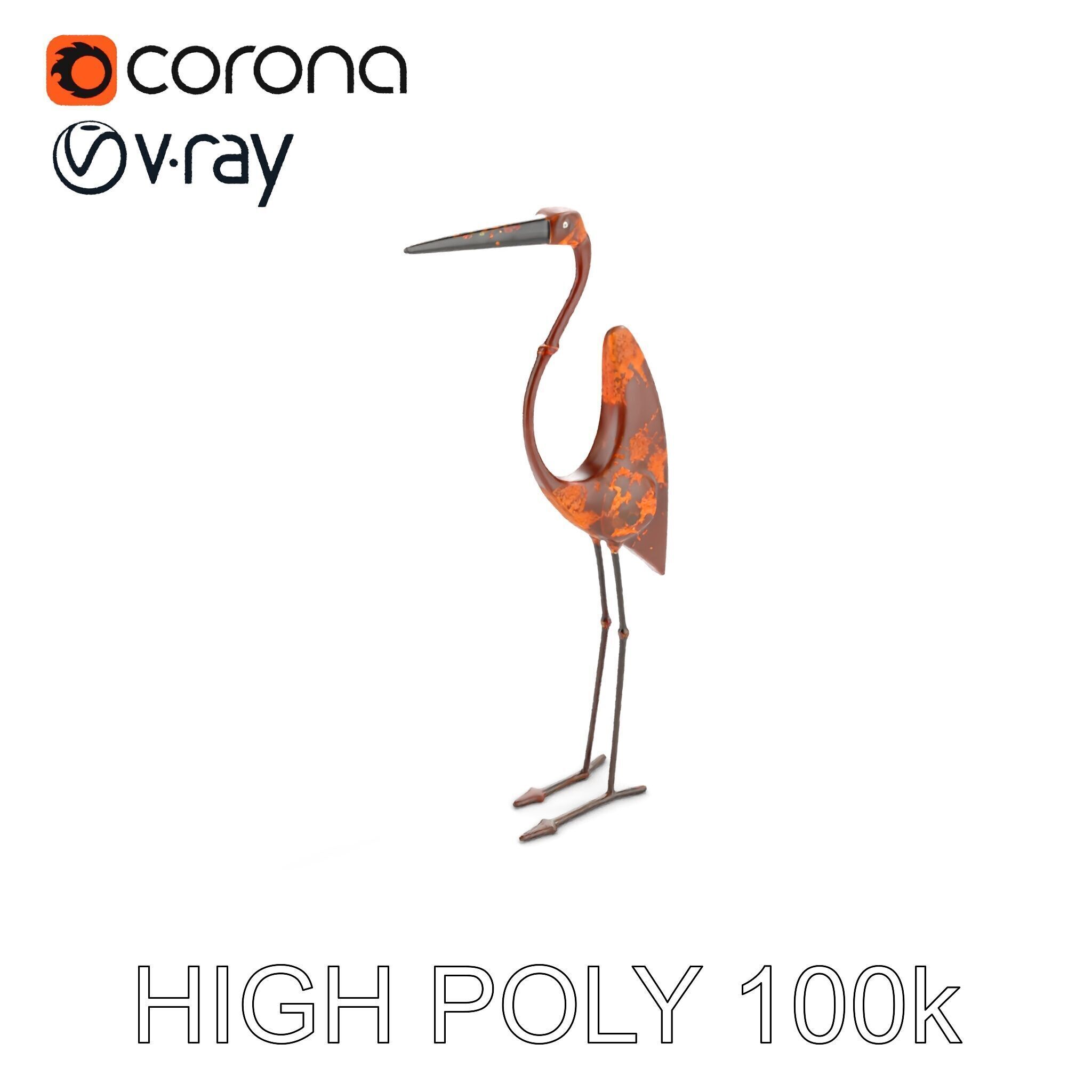 Rustic Metal Bird Sculpture Model Pack Low-poly 3D model_13