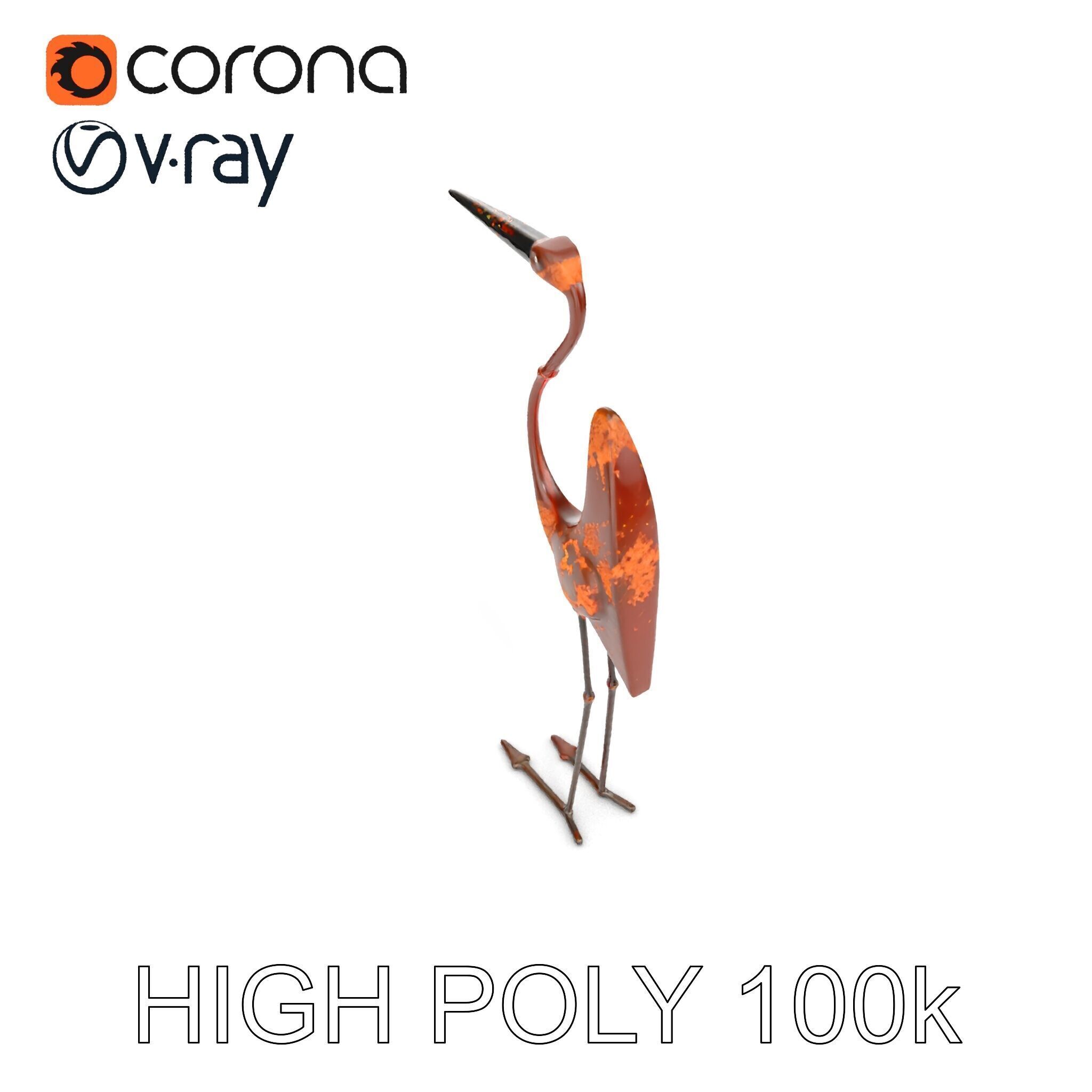 Rustic Metal Bird Sculpture Model Pack Low-poly 3D model_10