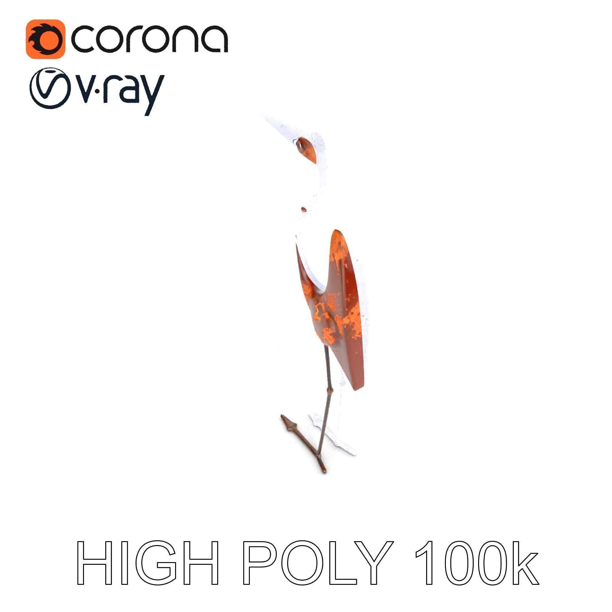 Rustic Metal Bird Sculpture Model Pack Low-poly 3D model_35