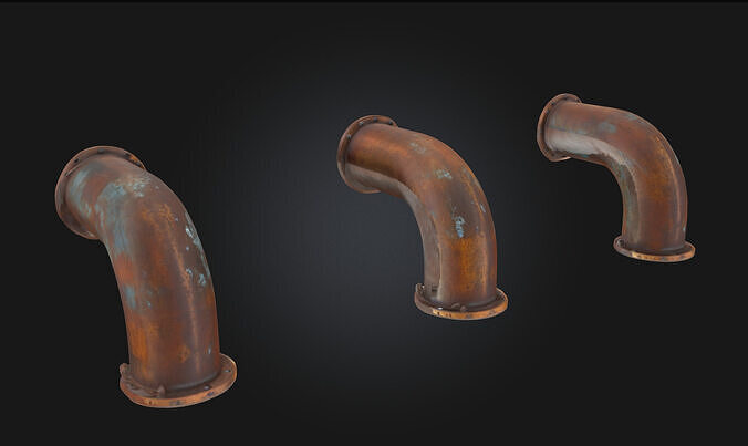 Rusty Pipe Trio Aged Industrial Pipe Set  3D model
