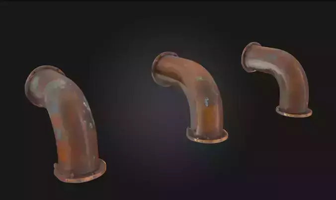 Rusty Pipe Trio Aged Industrial Pipe Set  3D model