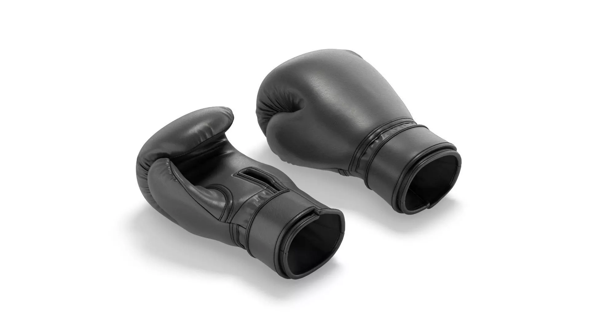 Black Leather Boxing Gloves - training kickboxing equipment 3D model_0