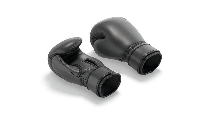 Black Leather Boxing Gloves - training kickboxing equipment 3D model
