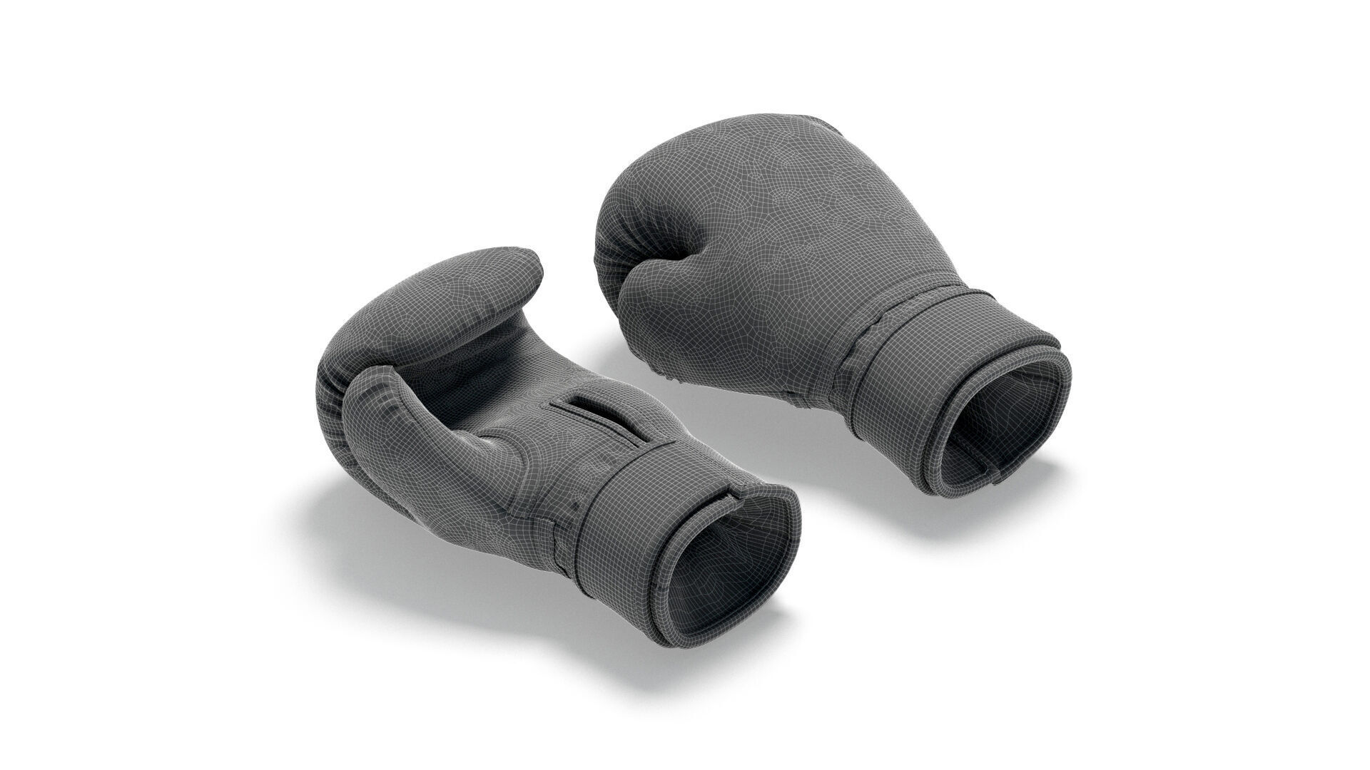 Black Leather Boxing Gloves - training kickboxing equipment 3D model_6