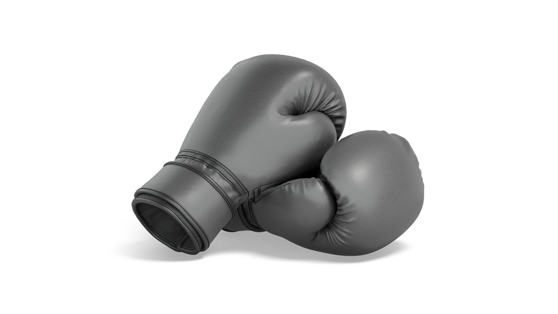 Black Leather Boxing Gloves - training kickboxing equipment 3D model_3