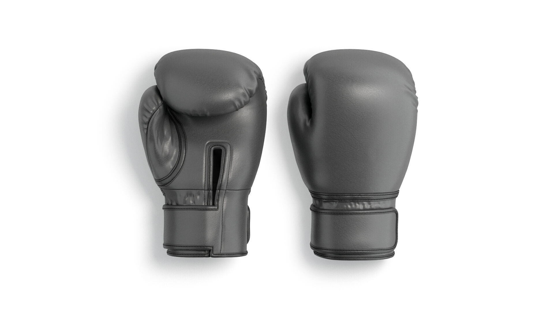 Black Leather Boxing Gloves - training kickboxing equipment 3D model_4