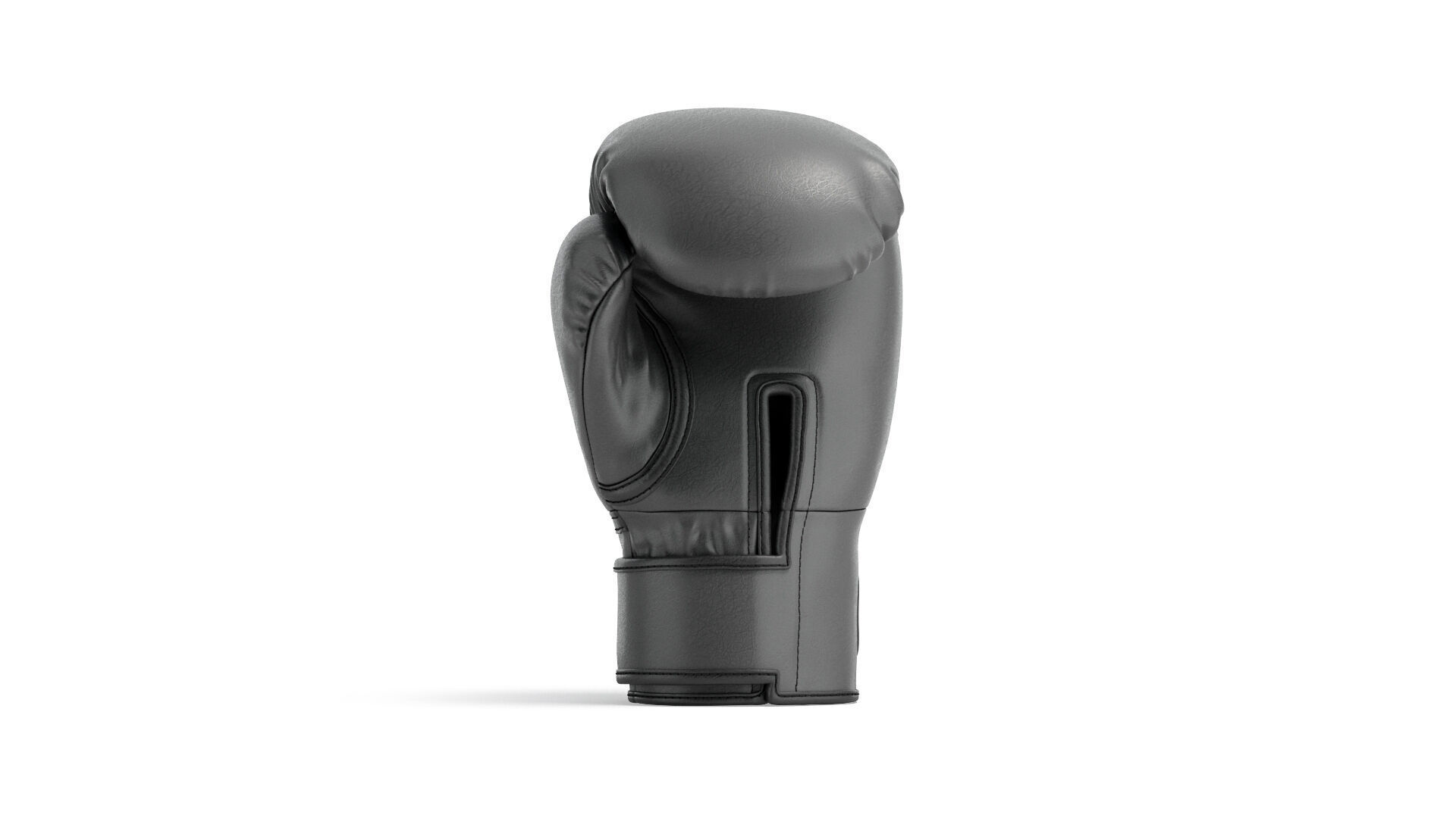Black Leather Boxing Gloves - training kickboxing equipment 3D model_1