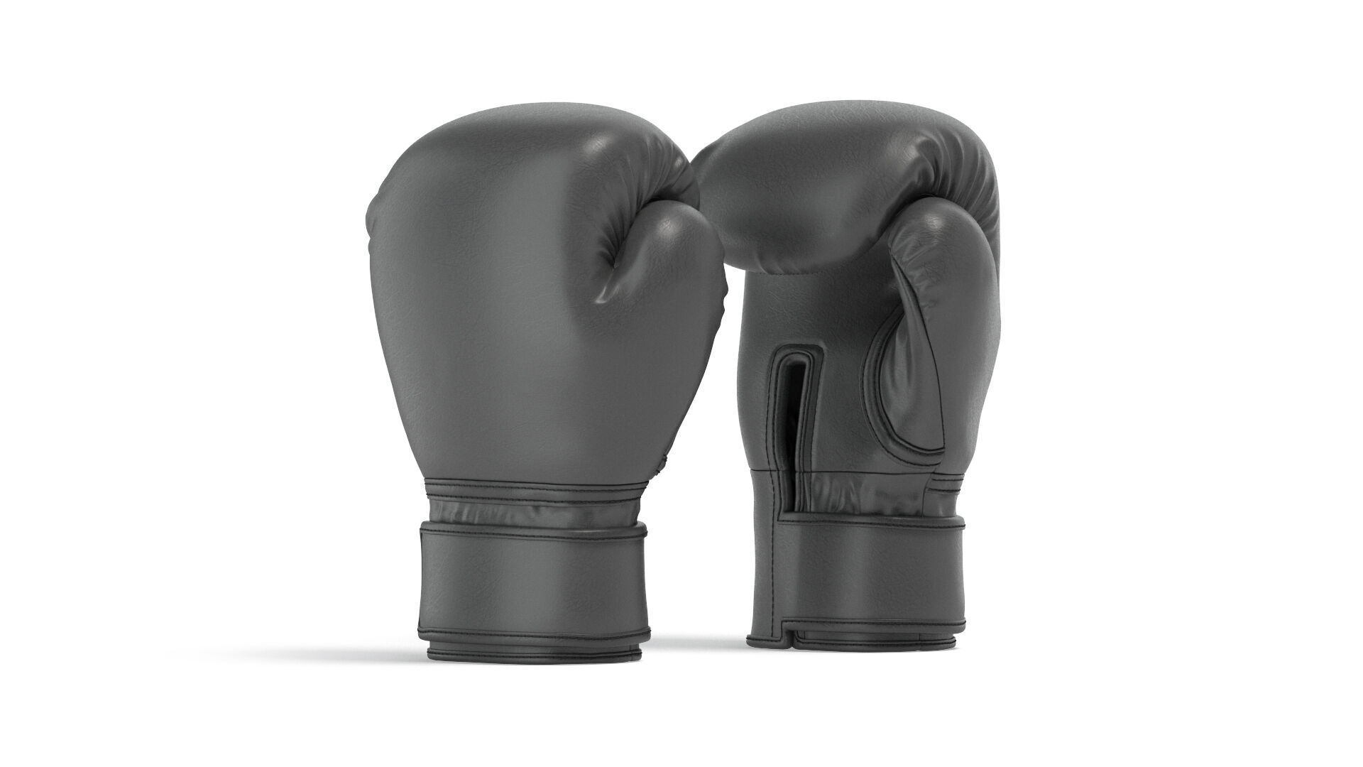 Black Leather Boxing Gloves - training kickboxing equipment 3D model_2