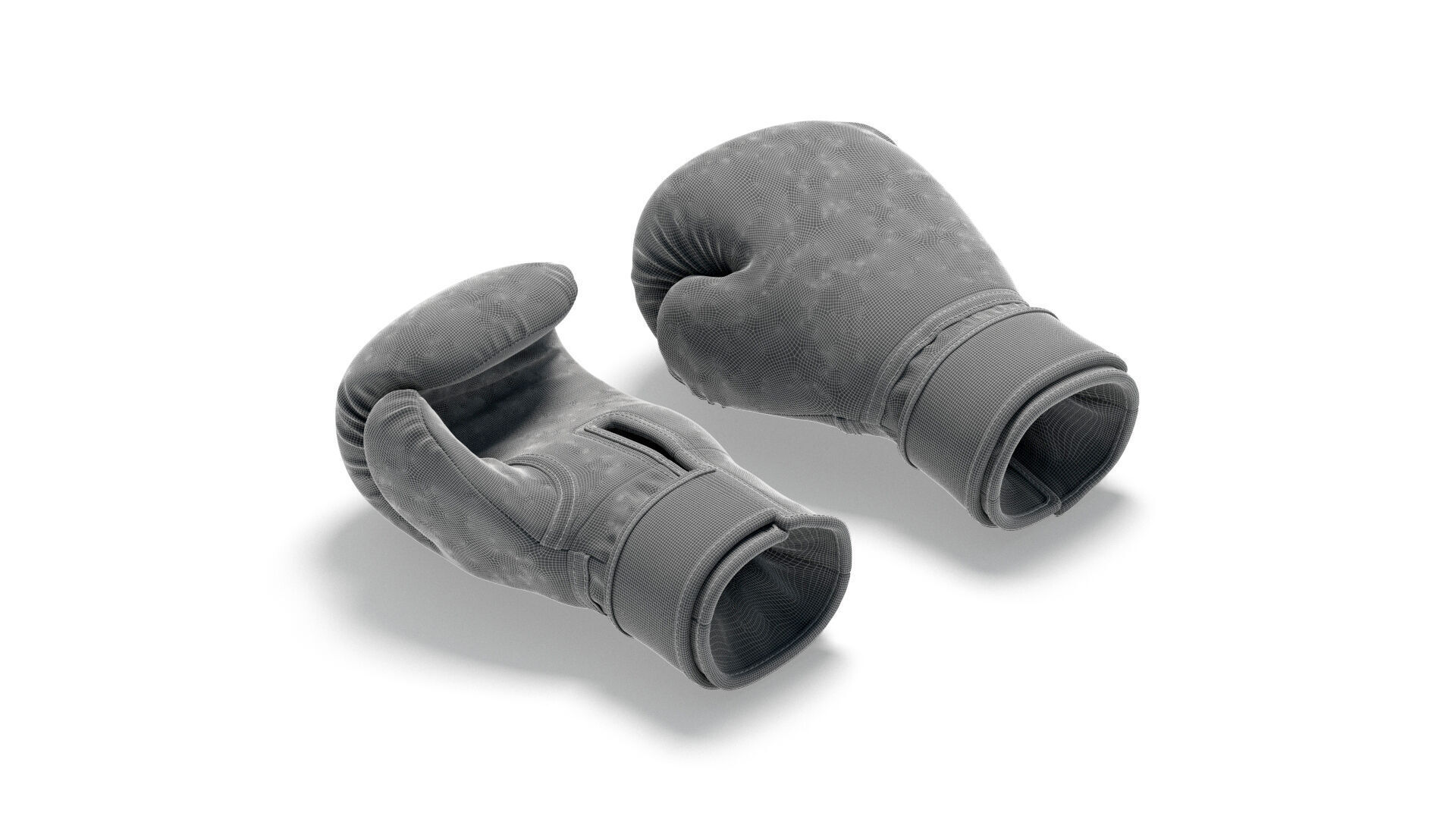 Black Leather Boxing Gloves - training kickboxing equipment 3D model_7