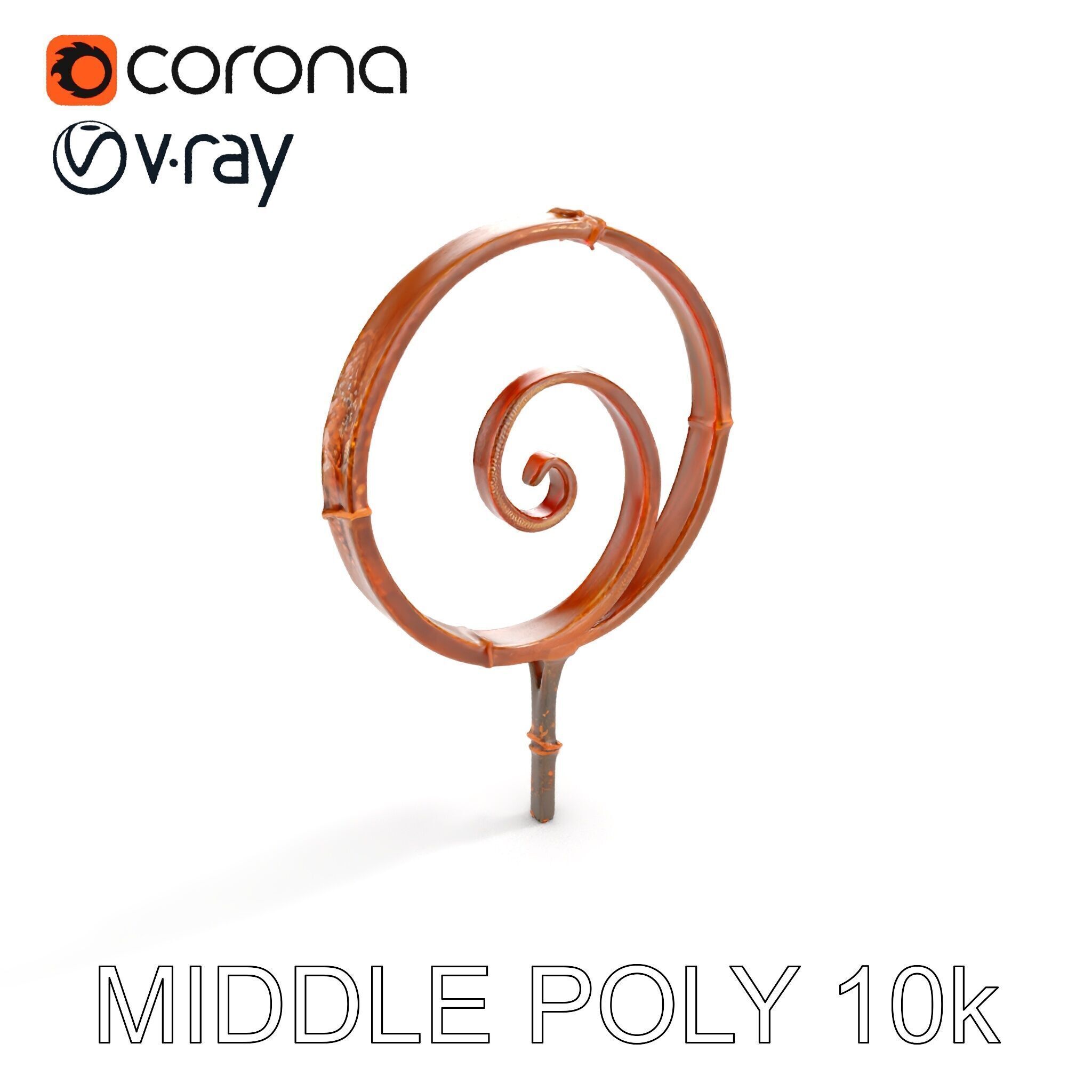 Rustic Spiral Iron Staff model pack Low-poly 3D model_8