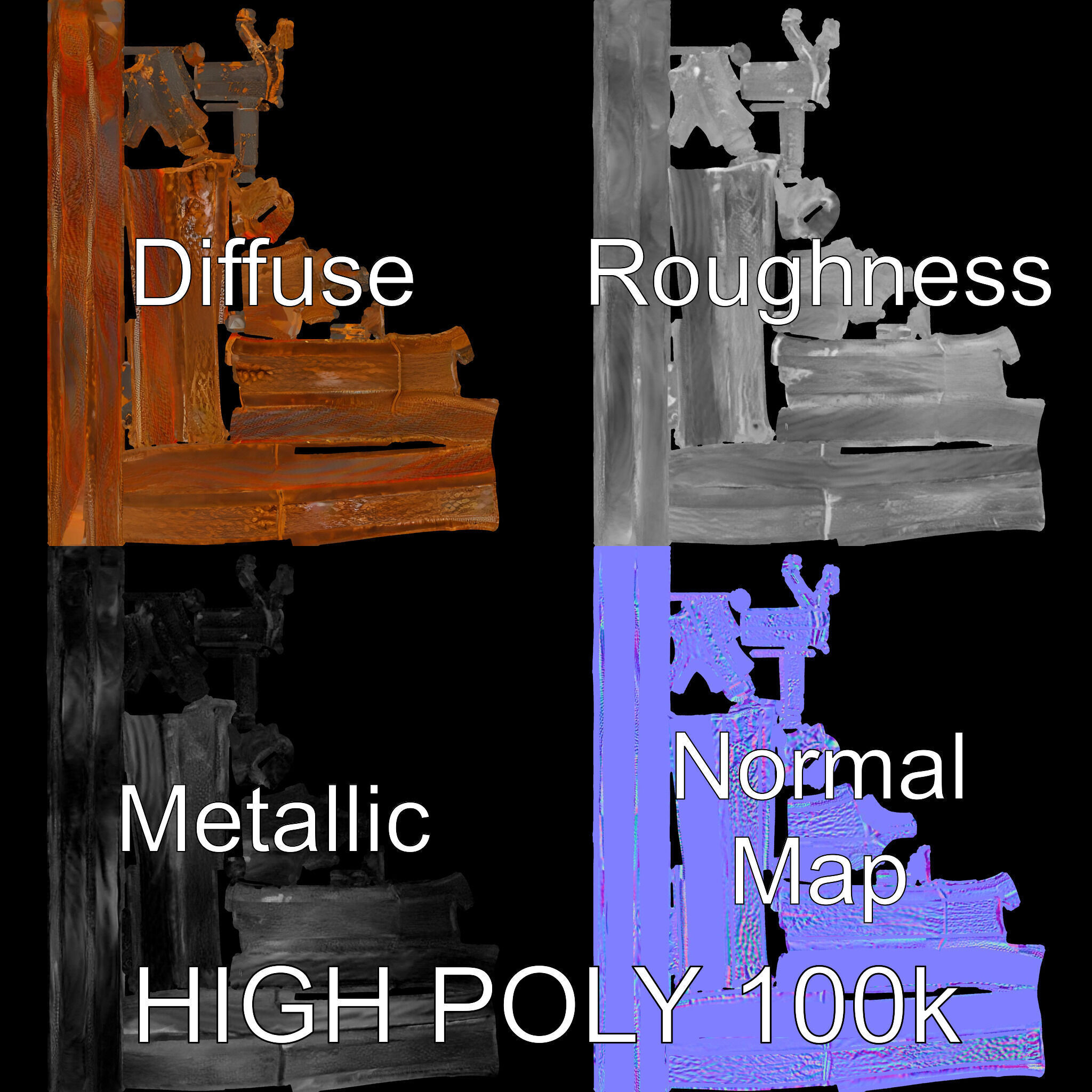 Rustic Spiral Iron Staff model pack Low-poly 3D model_3