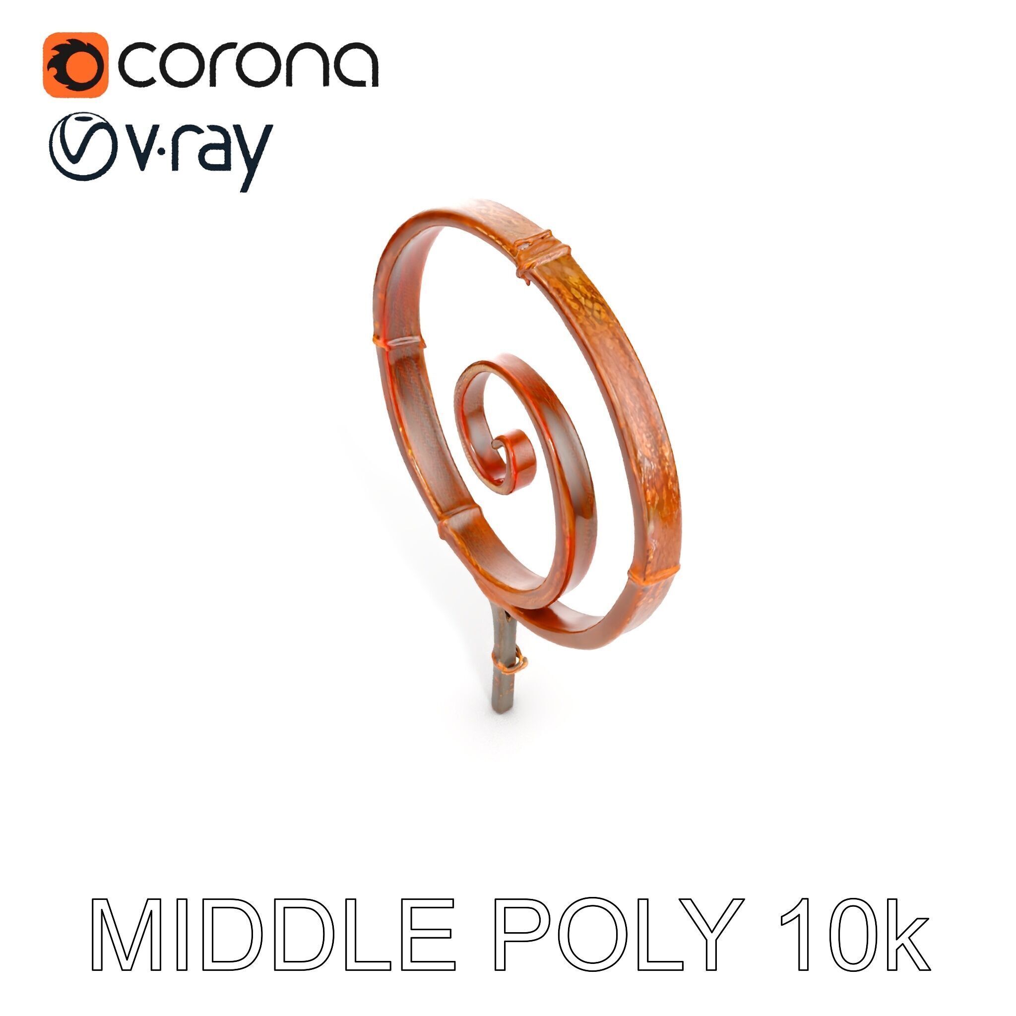 Rustic Spiral Iron Staff model pack Low-poly 3D model_16