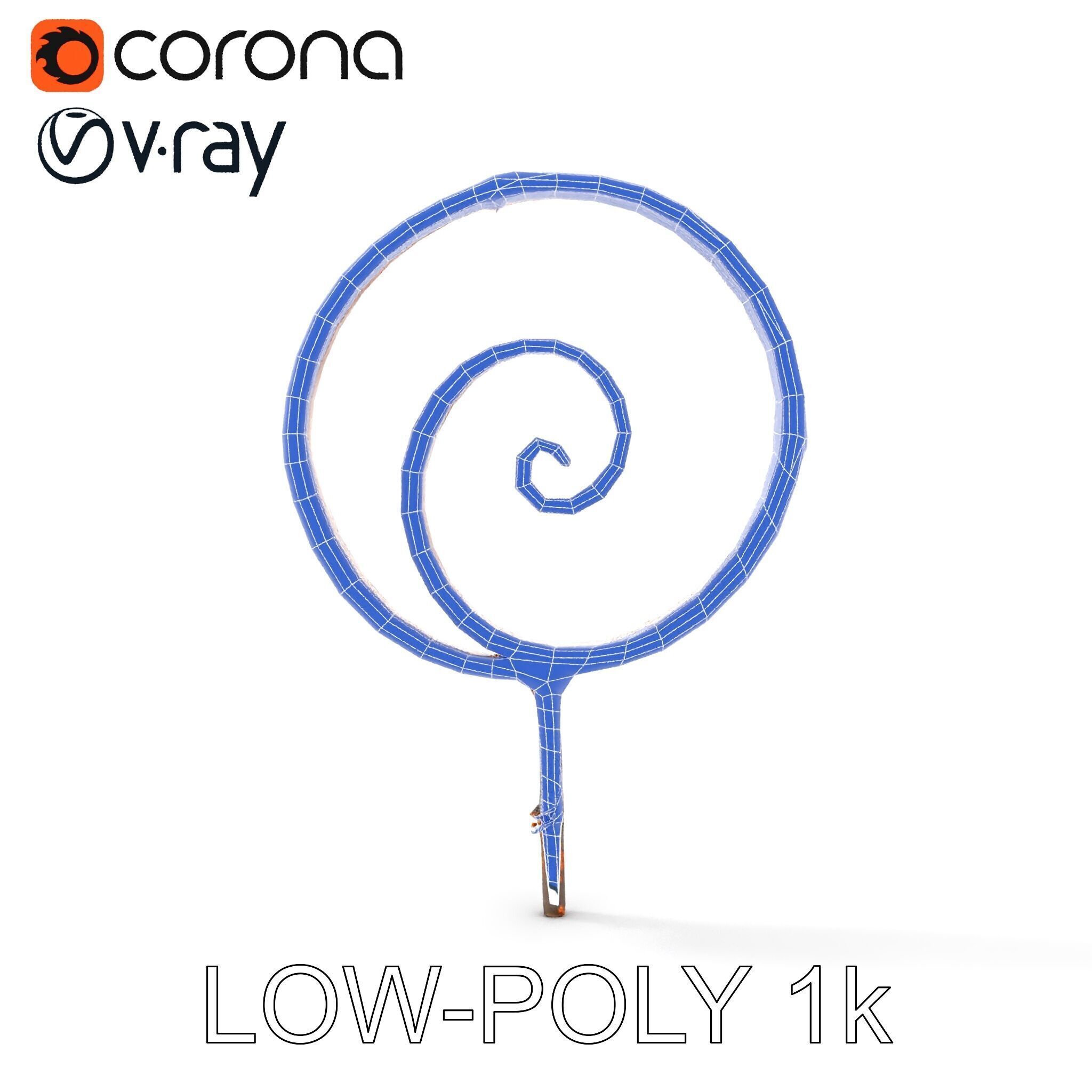 Rustic Spiral Iron Staff model pack Low-poly 3D model_29