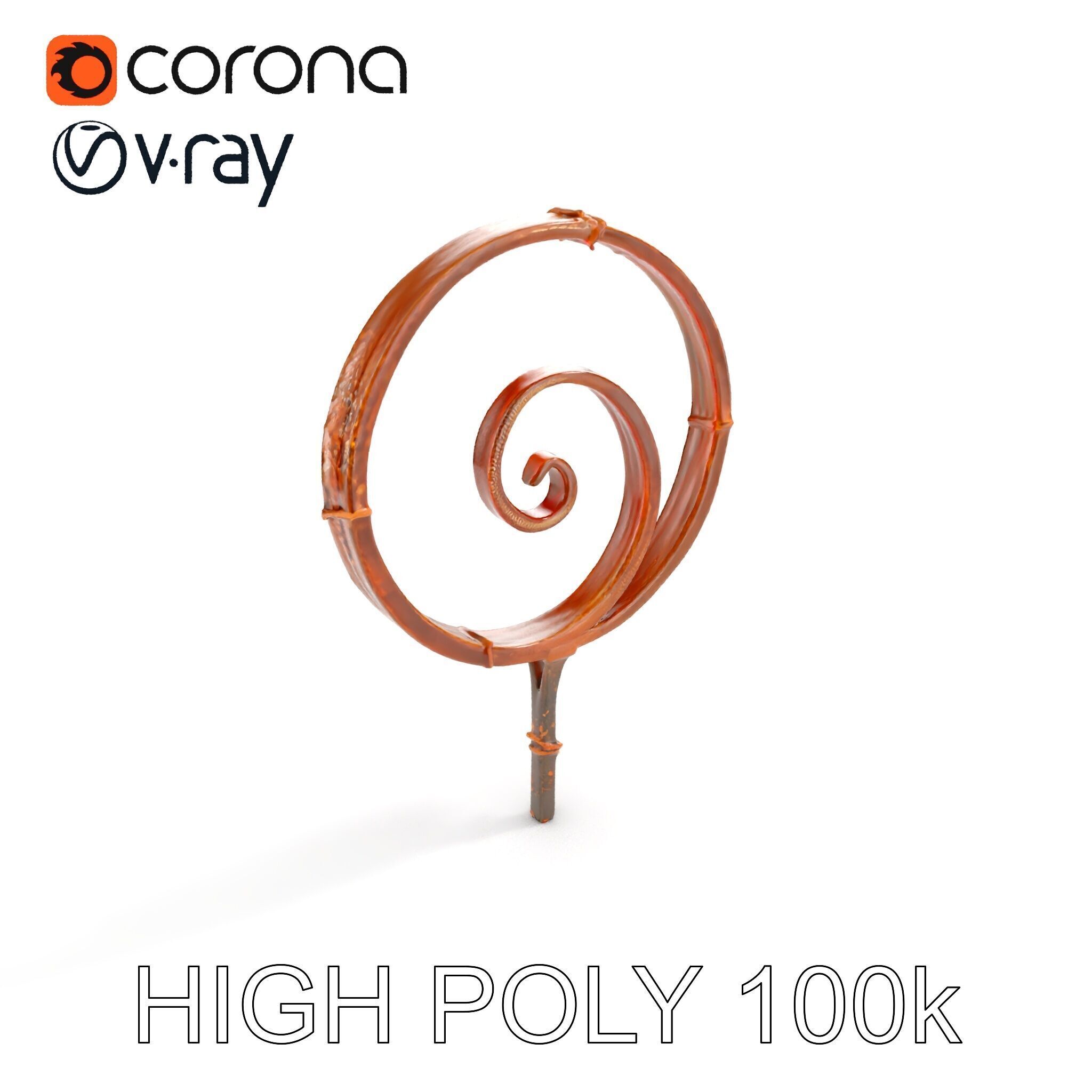 Rustic Spiral Iron Staff model pack Low-poly 3D model_18