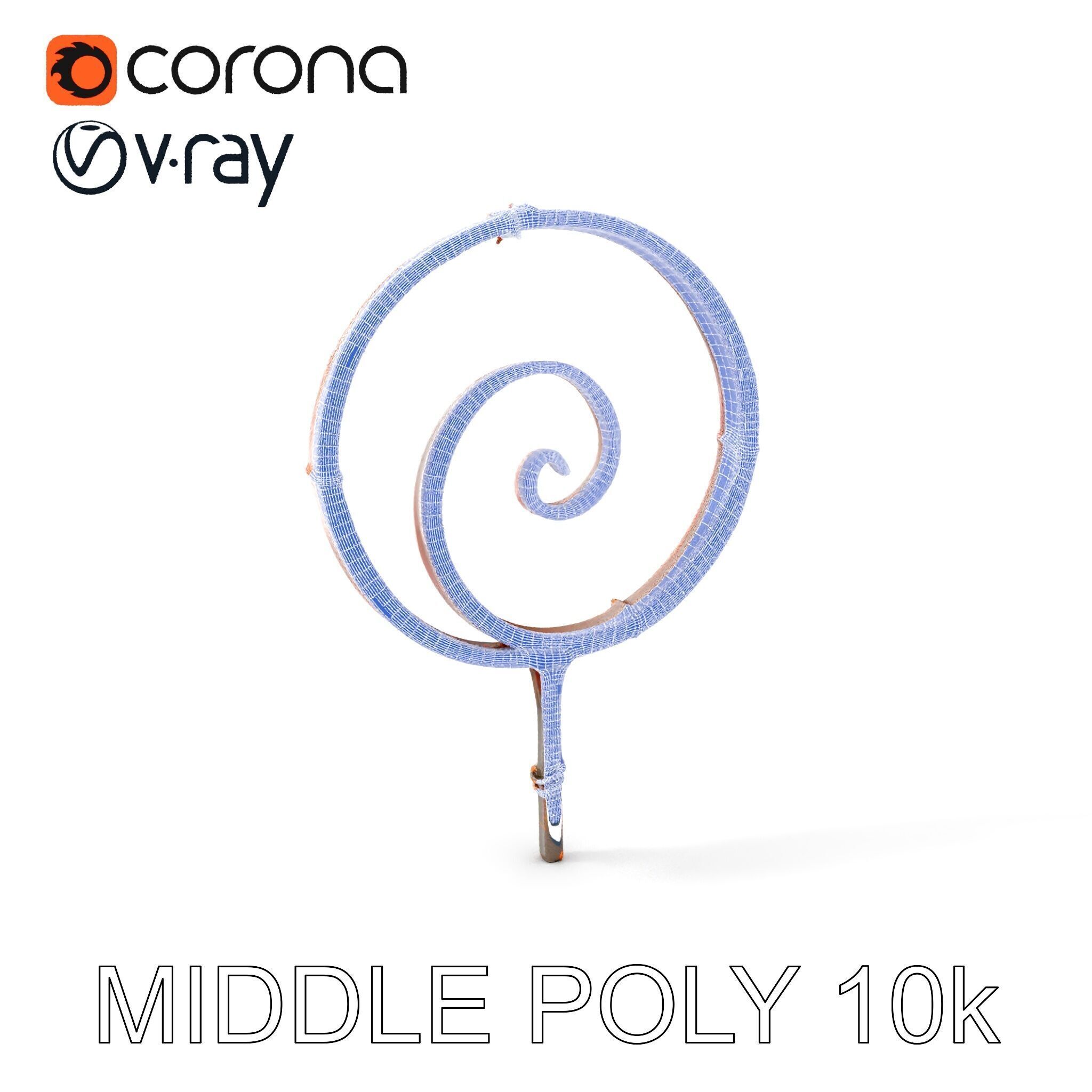 Rustic Spiral Iron Staff model pack Low-poly 3D model_6