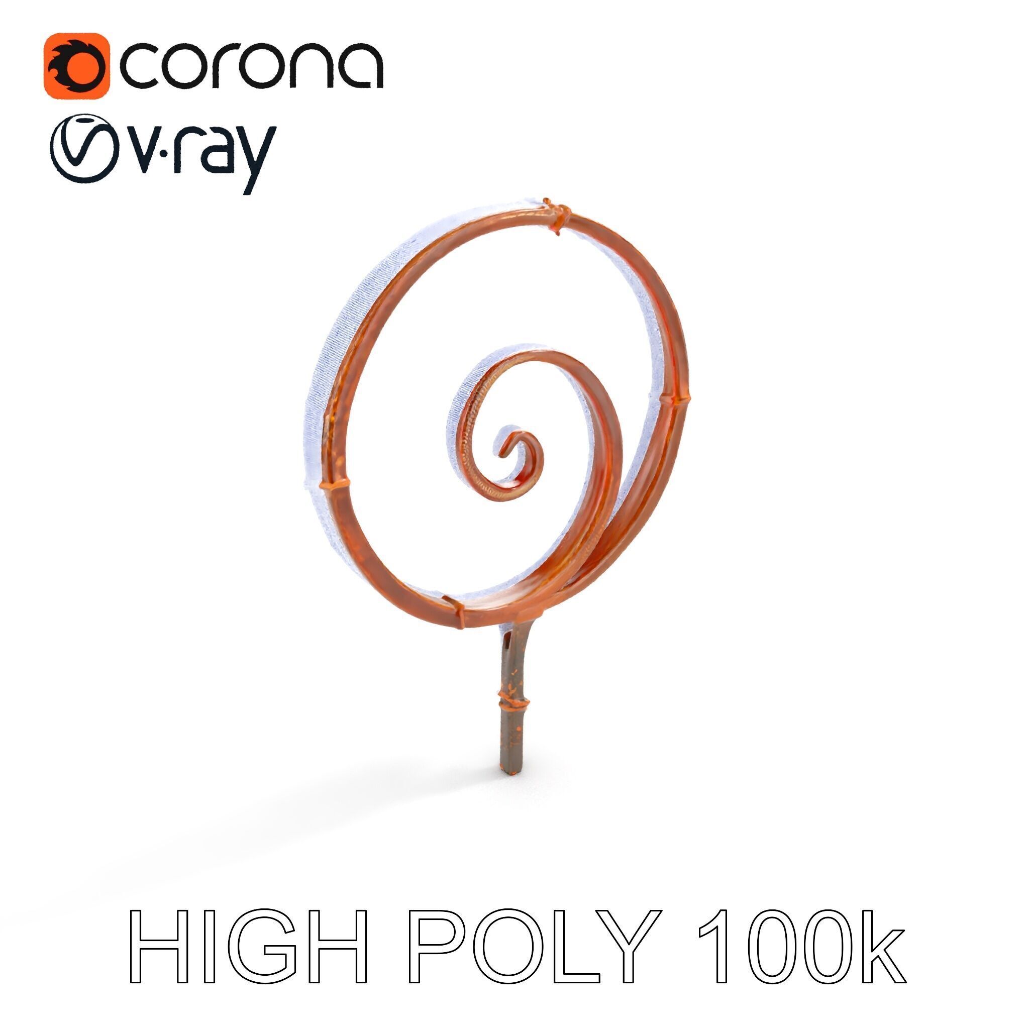 Rustic Spiral Iron Staff model pack Low-poly 3D model_35