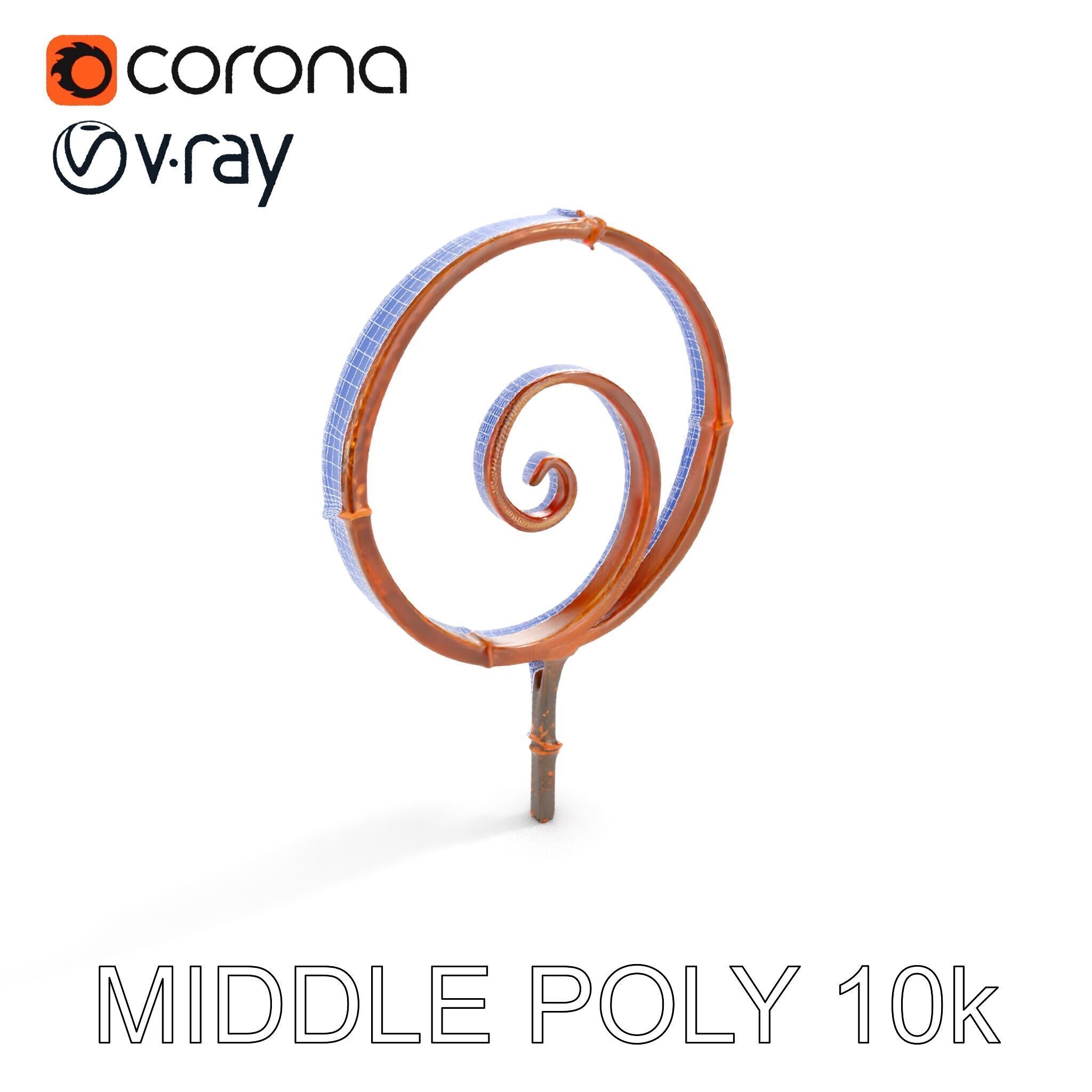 Rustic Spiral Iron Staff model pack Low-poly 3D model_10