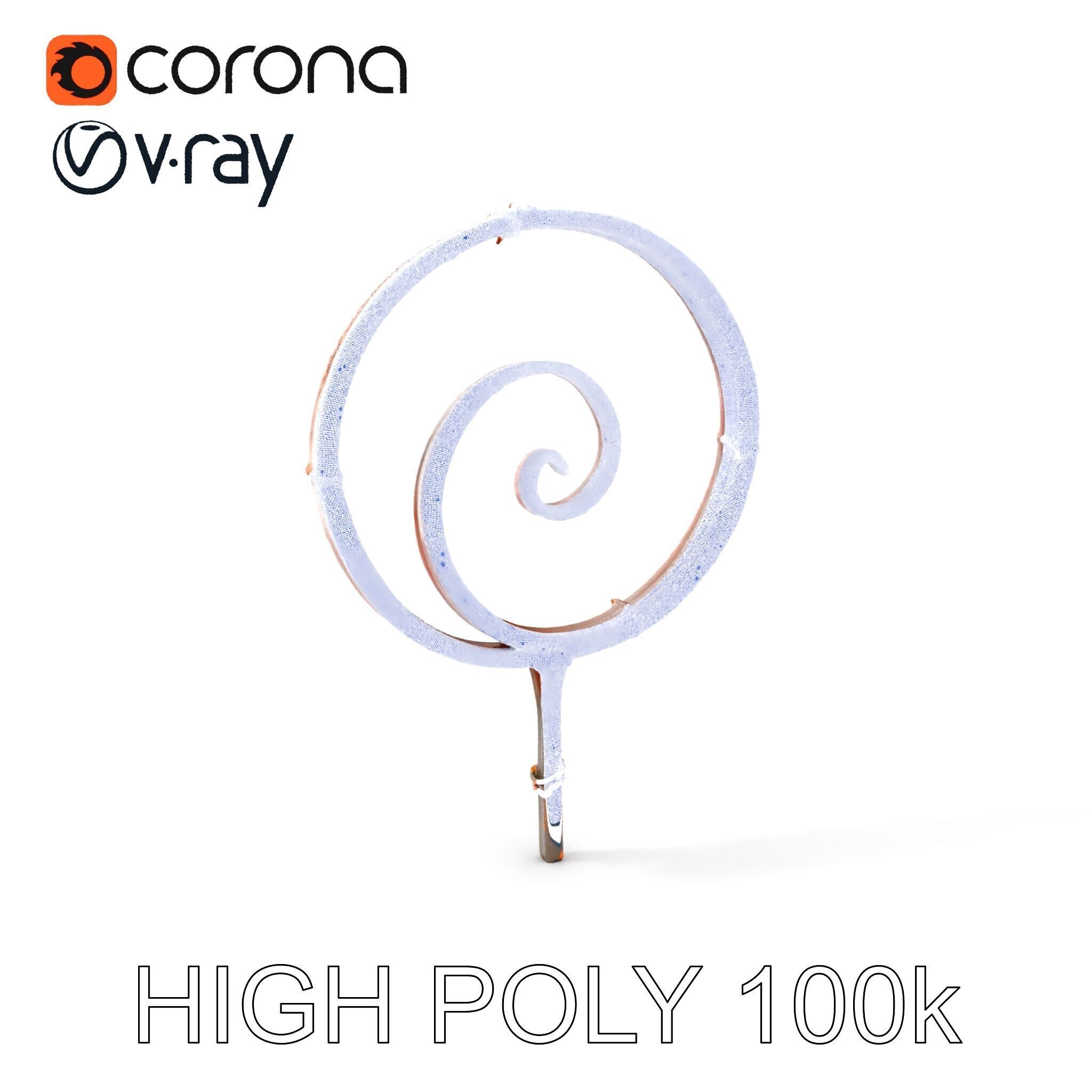 Rustic Spiral Iron Staff model pack Low-poly 3D model_4