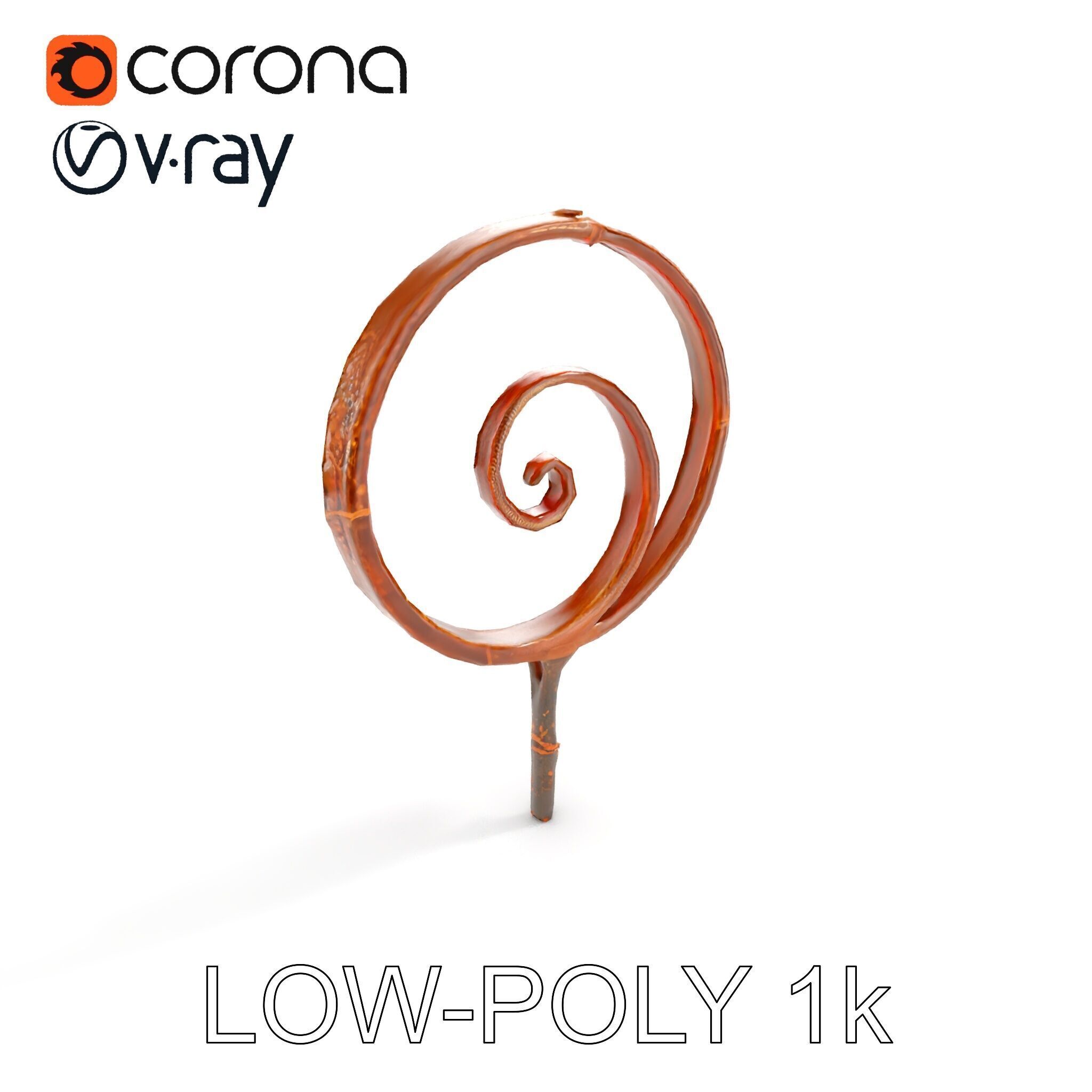 Rustic Spiral Iron Staff model pack Low-poly 3D model_23